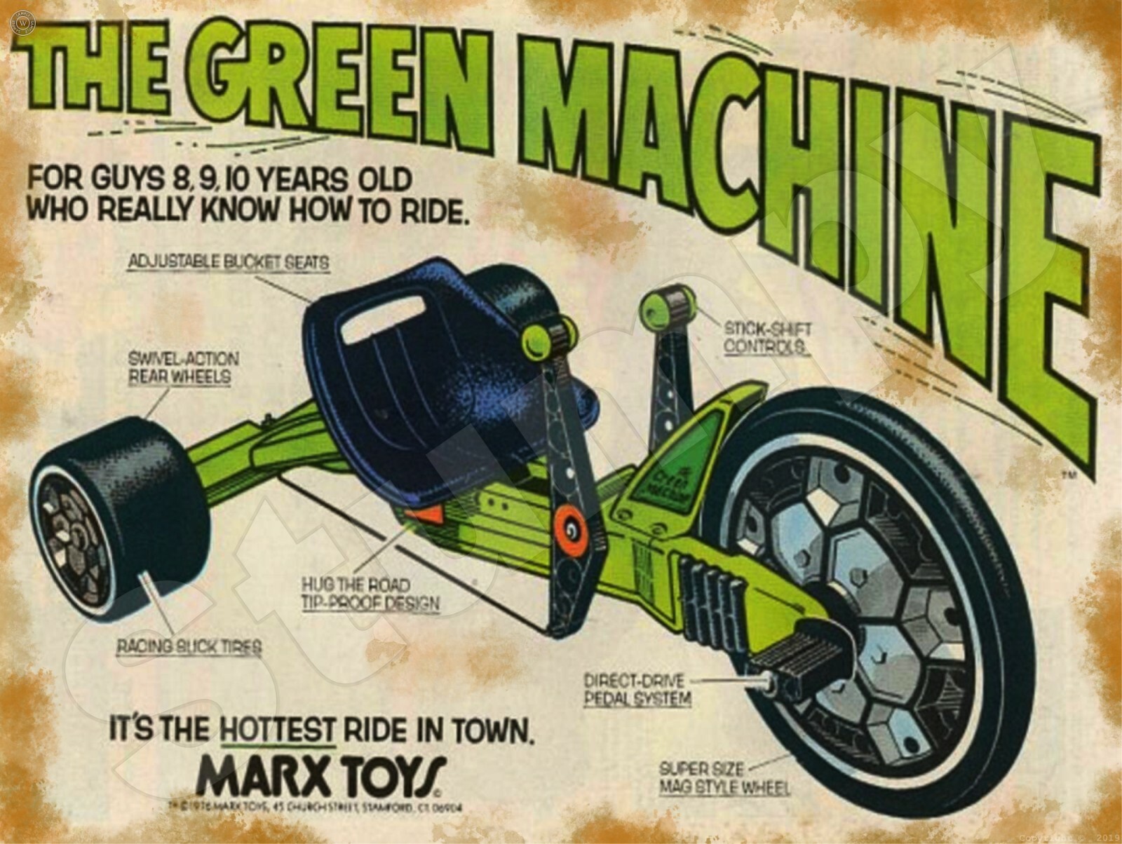 The Green Machine  Metal Sign 9" x 12"
