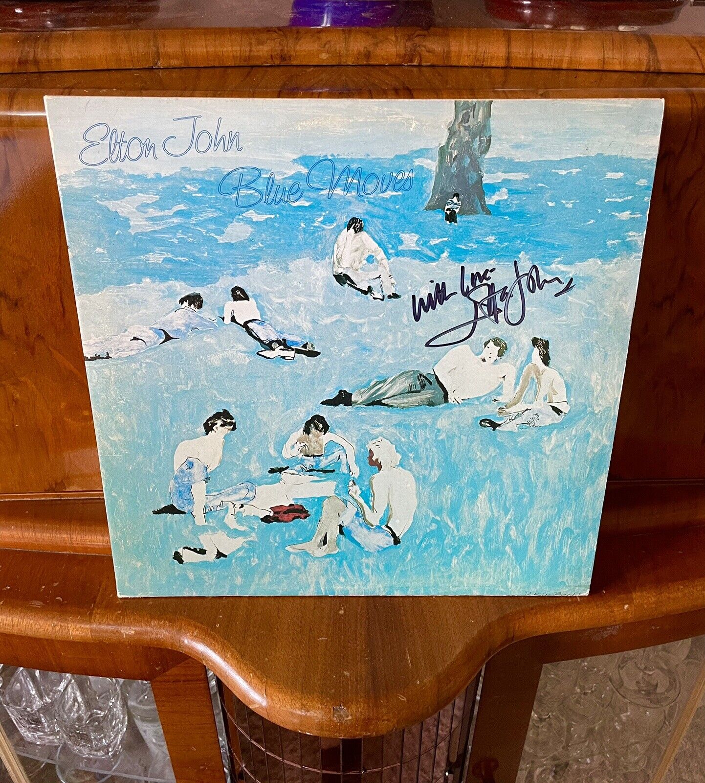Certified Original Signed ELTON JOHN autograph BLUE MOVES album LP signature