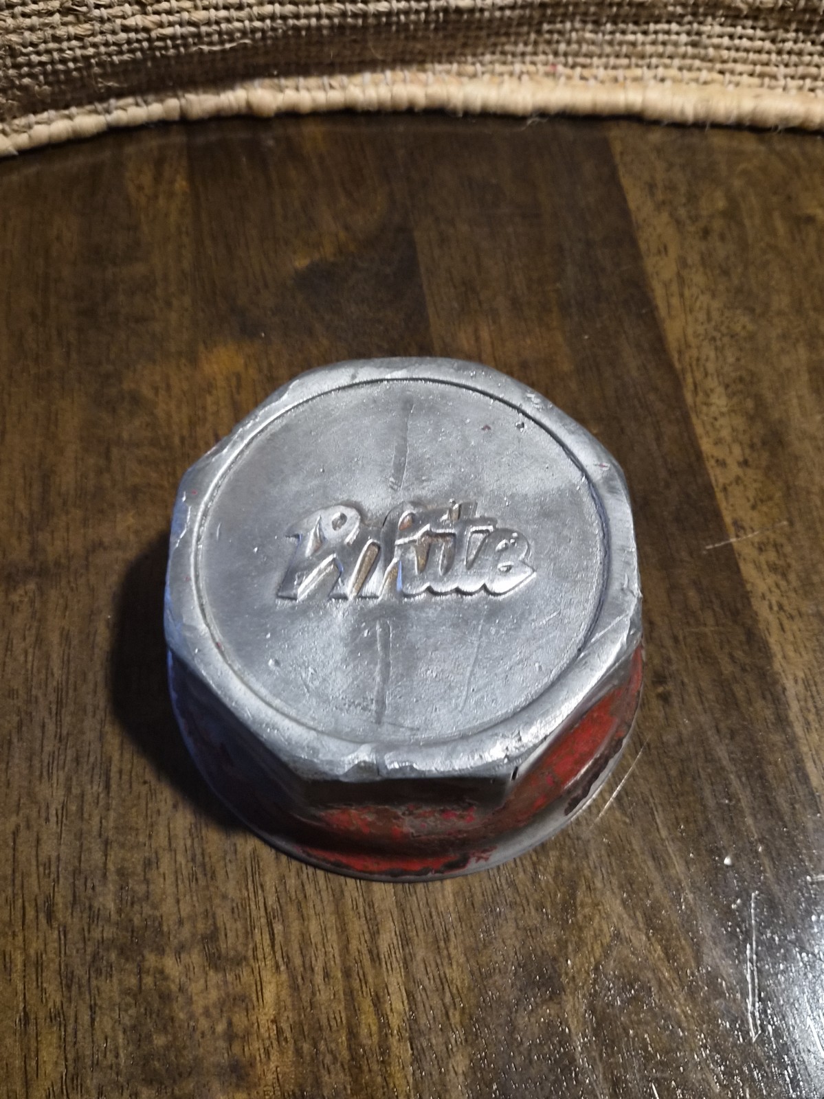 *VERY RARE* Antique White Truck Grease Cap Dust Cover Hub Cap 4" wide on bottom