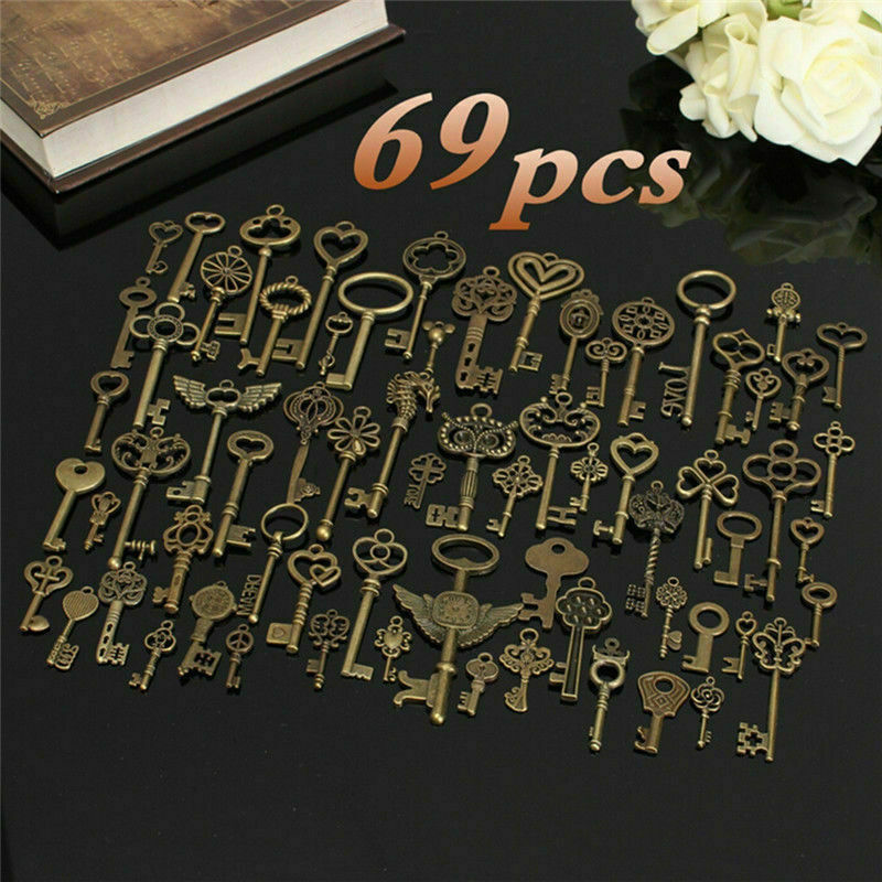 69PCS Skeleton Vintage Old Keys Multi Style Antique Bronze Lock Key New 69PCS Skeleton Vintage Old Keys Multi Style Antique Bronze Lock Key New