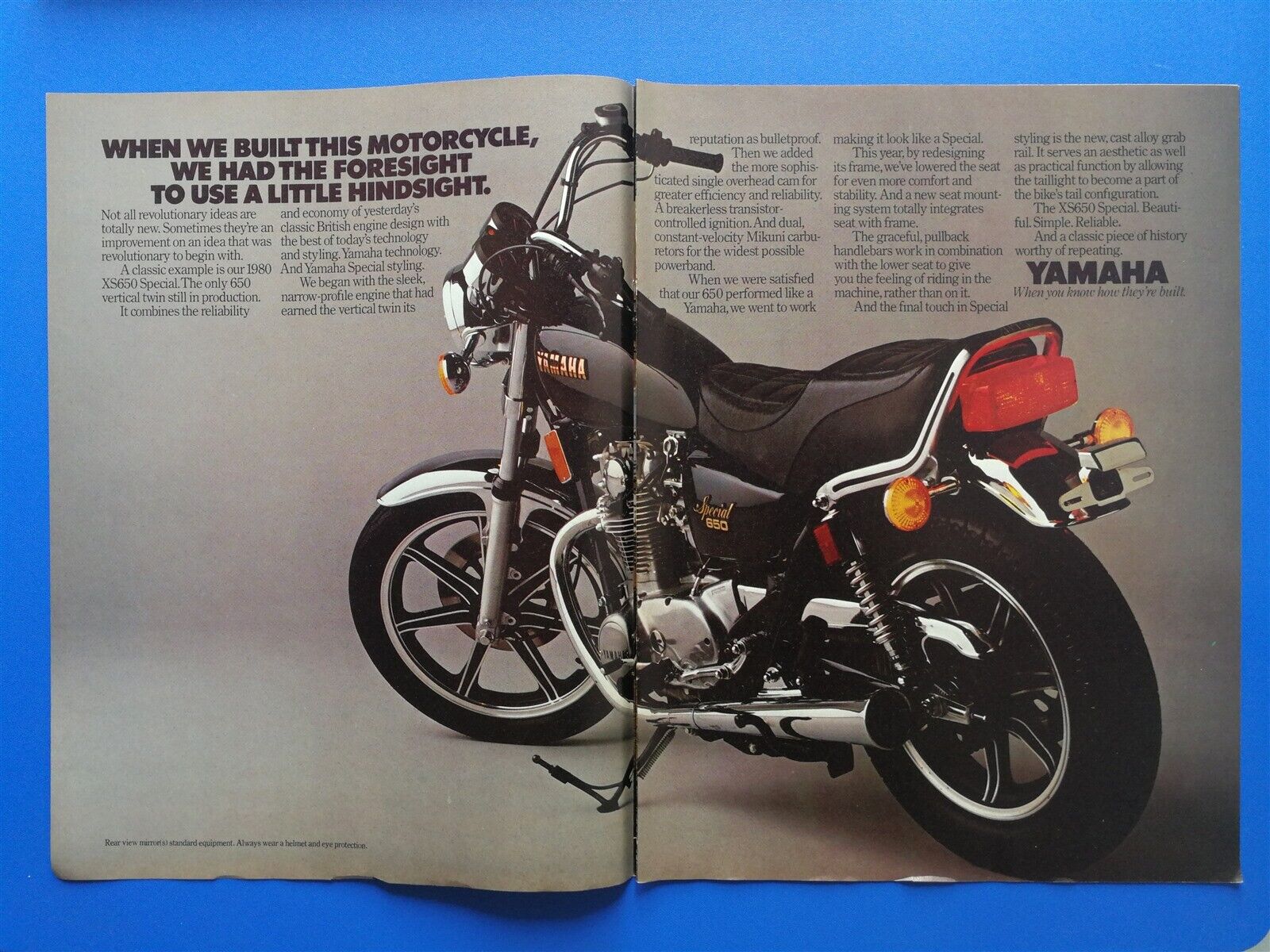 Vintage 1981 Yamaha XS650 Motorcycle Two Page Original Color Ad