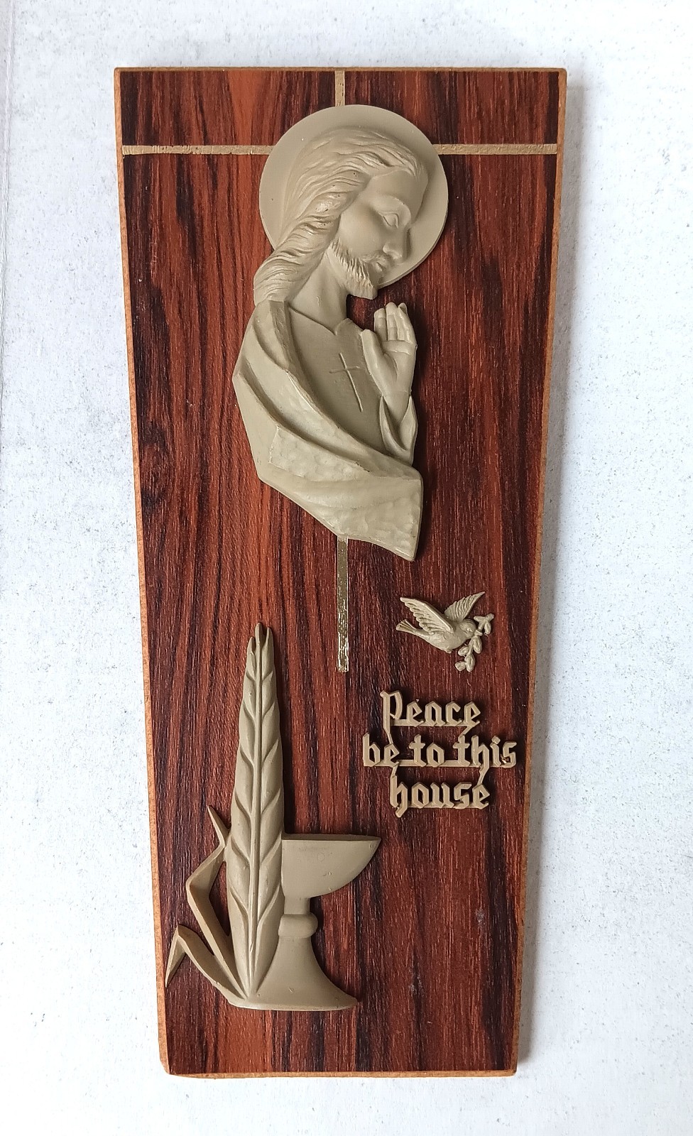 Vtg Peace be to this house Blessing Germany Wall Plaque Jesus Dove Religious Vtg Peace be to this house Blessing Germany Wall Plaque Jesus Dove Religious