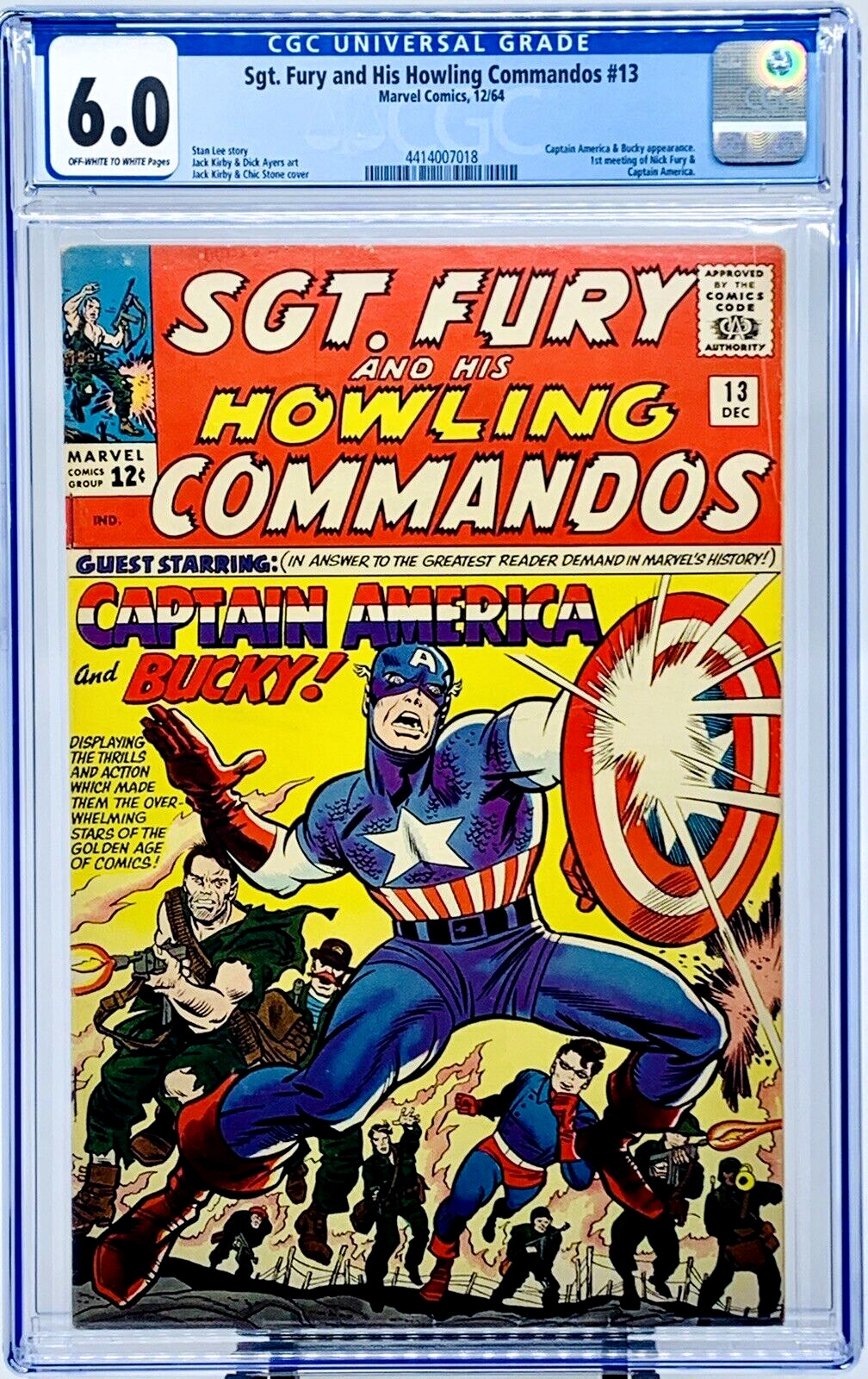 Sgt. Fury and His Howling Commandos #13 1964 CGC 6.0 JUST GRADED CLEAR CASE