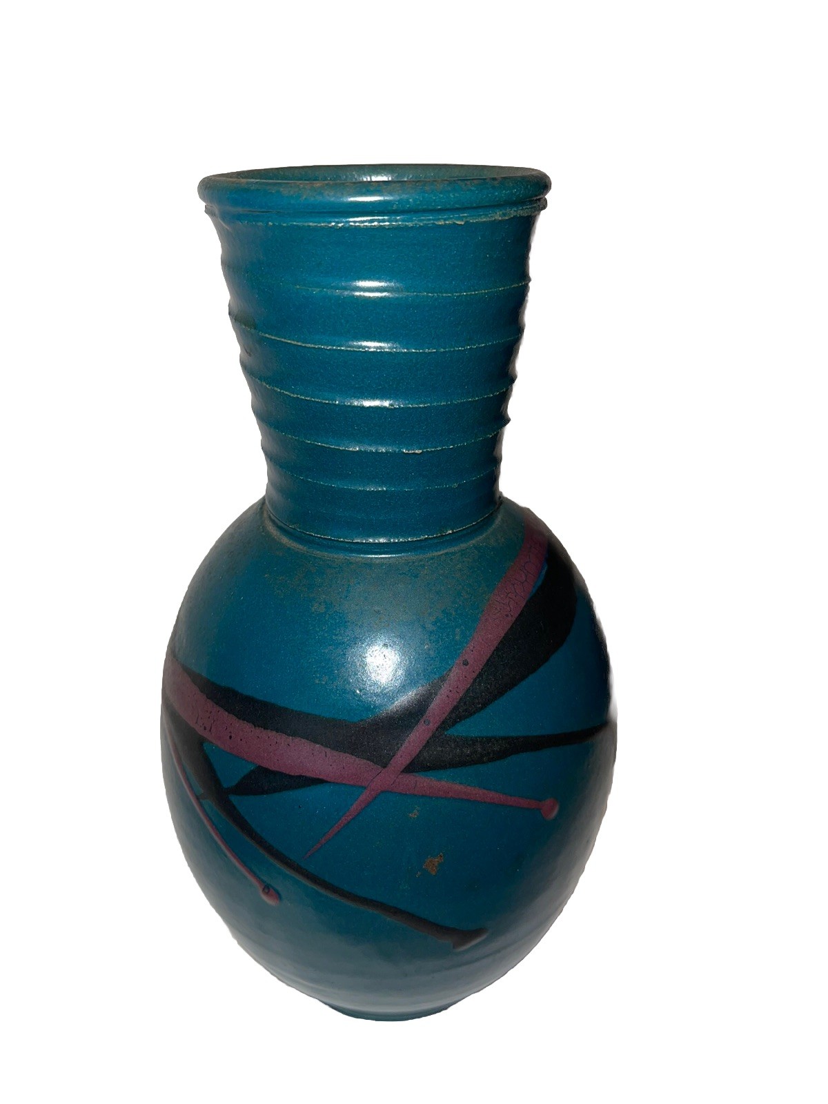 Beautiful Black Dog Pottery Vintage Vase Teal Beautiful Black Dog Pottery Vintage Vase Teal