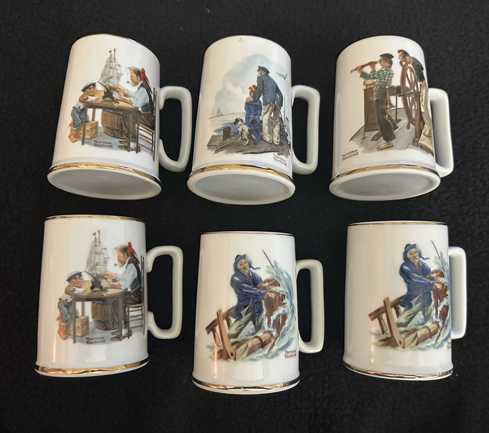 Vintage Norman Rockwell The Seafarers Collection Mug Stein Gold Trim (6) Vintage Norman Rockwell The Seafarers Collection Mug Stein Gold Trim (6)