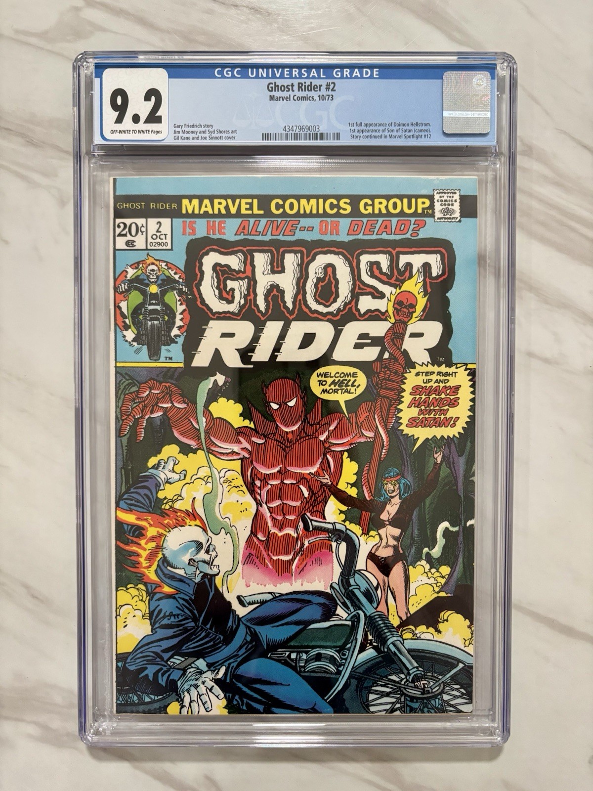 Ghost Rider #2 CGC 9.2 1973 1st App Daimon Hellstrom 1st Cameo Son of Satan Ghost Rider #2 CGC 9.2 1973 1st App Daimon Hellstrom 1st Cameo Son of Satan