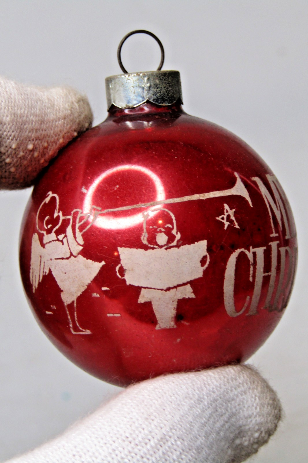VTG pre WWII Glass ANGEL w PIPE CAROLER Pictured BALL Christmas Ornament Franke