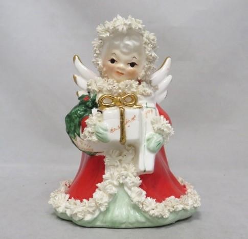 Vintage Napco Shopper ANGEL Planter Christmas Figurine Spaghetti #S1700A (READ) Vintage Napco Shopper ANGEL Planter Christmas Figurine Spaghetti #S1700A (READ)