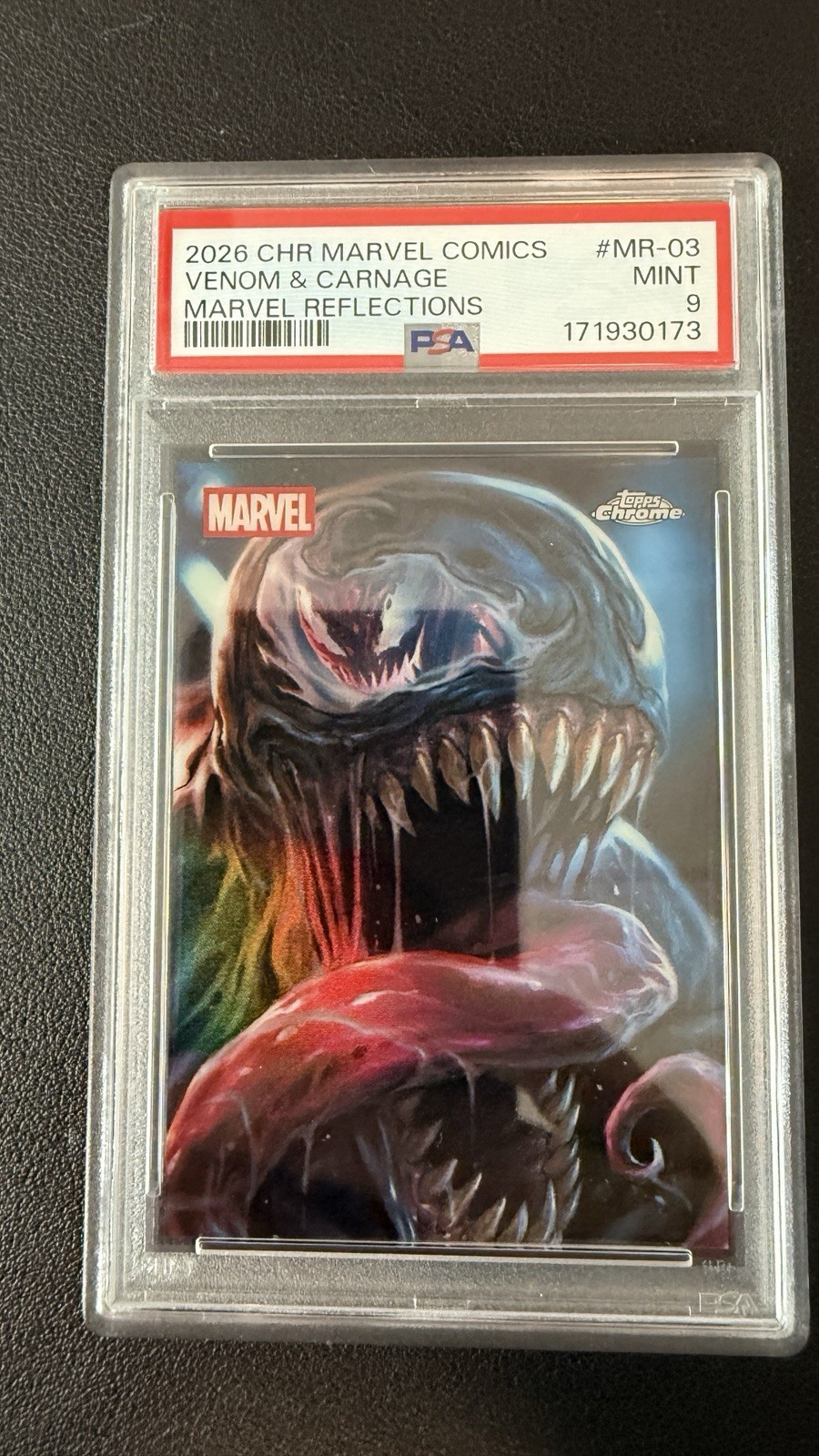2026 Topps Chrome Marvel Reflections MR-03 Venom & Carnage RARE SSP PSA 9 2026 Topps Chrome Marvel Reflections MR-03 Venom & Carnage RARE SSP PSA 9