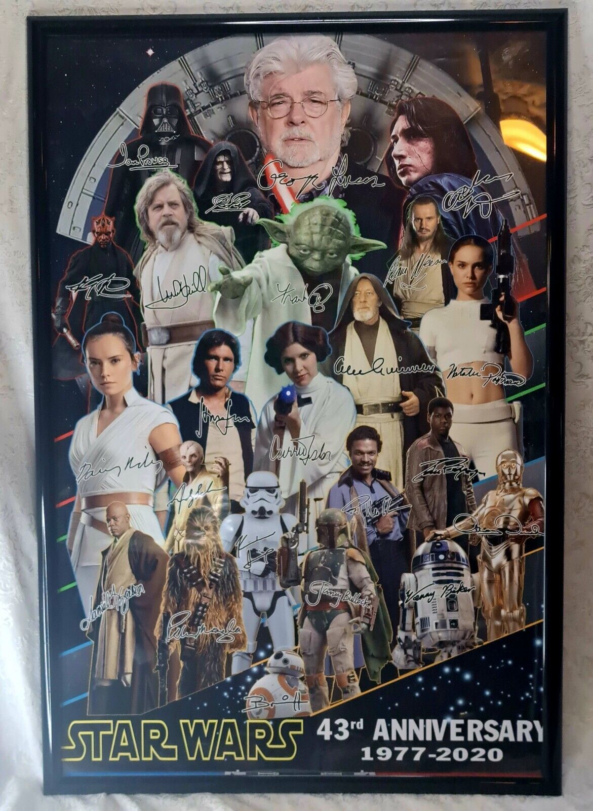 Star Wars Signature Poster Rare 43rd Anniversary 25x27 Poster Frame Never Hung