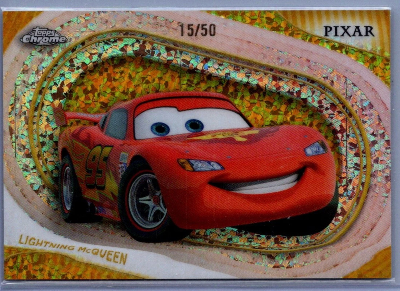 2025 Topps Chrome Disney #50 Lightning McQueen Gold Mini-Diamonds #15/50 2025 Topps Chrome Disney #50 Lightning McQueen Gold Mini-Diamonds #15/50