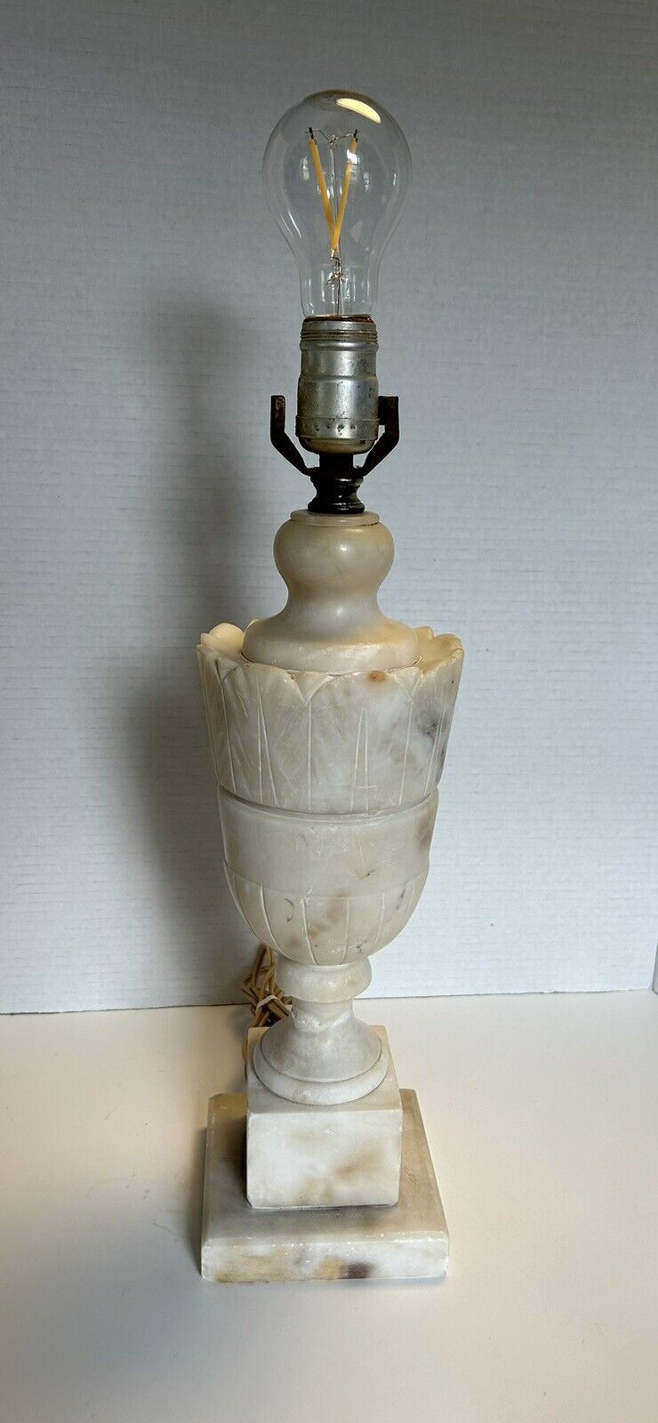 Beautiful Antique Carved Marble Alabaster Lamp Base