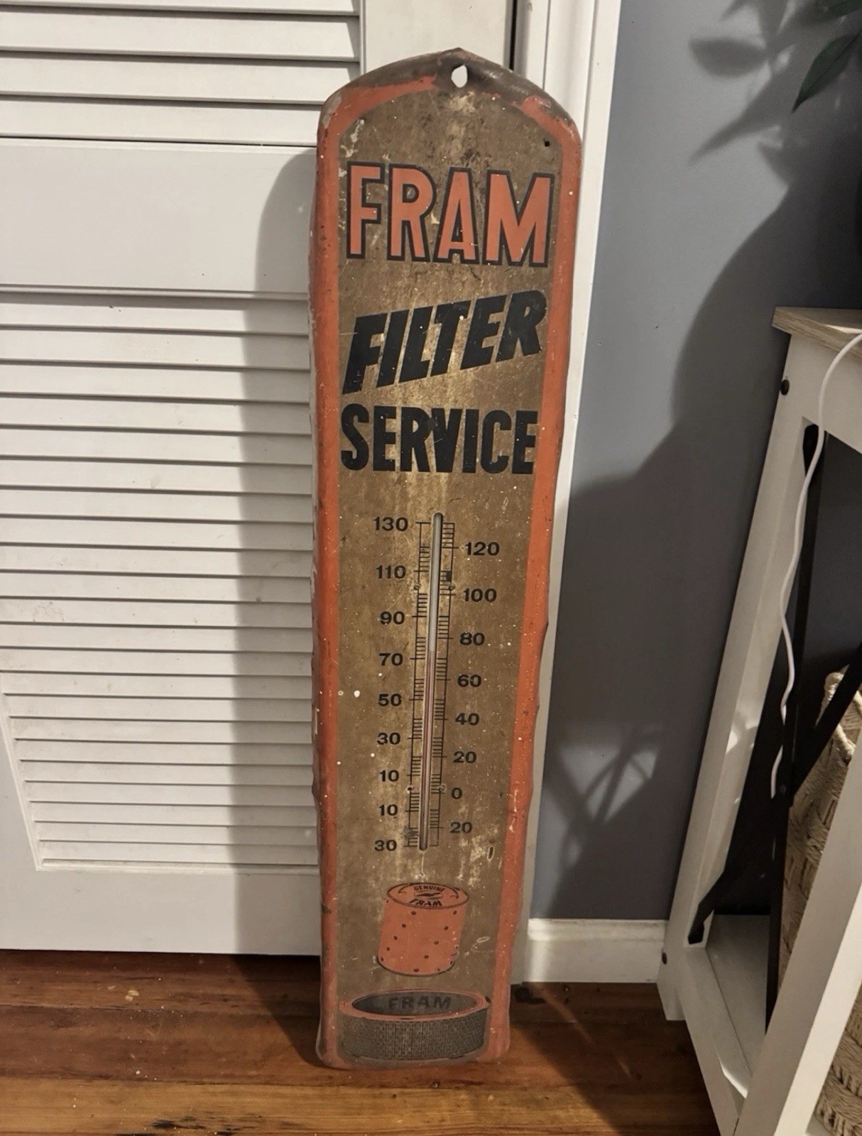 Vtg Fram Filter Service Metal Thermometer Vtg Fram Filter Service Metal Thermometer
