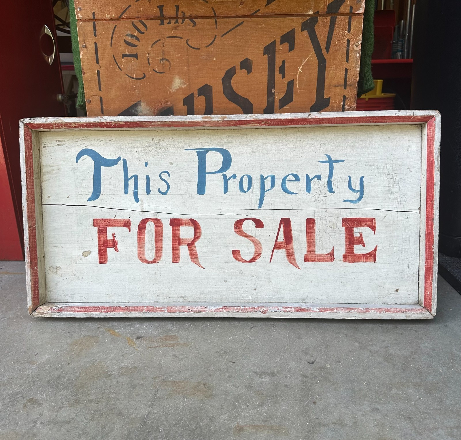 Antique Early Painted Wood Real Estate Property Advertising Sign Great Surface Antique Early Painted Wood Real Estate Property Advertising Sign Great Surface