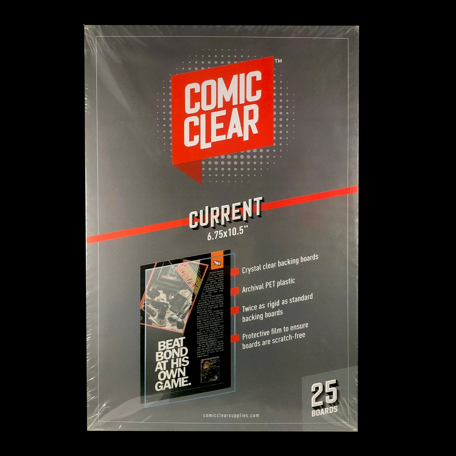 25-pack of Crystal-Clear Comic Clear Backing Boards - Current Age Size 25-pack of Crystal-Clear Comic Clear Backing Boards - Current Age Size