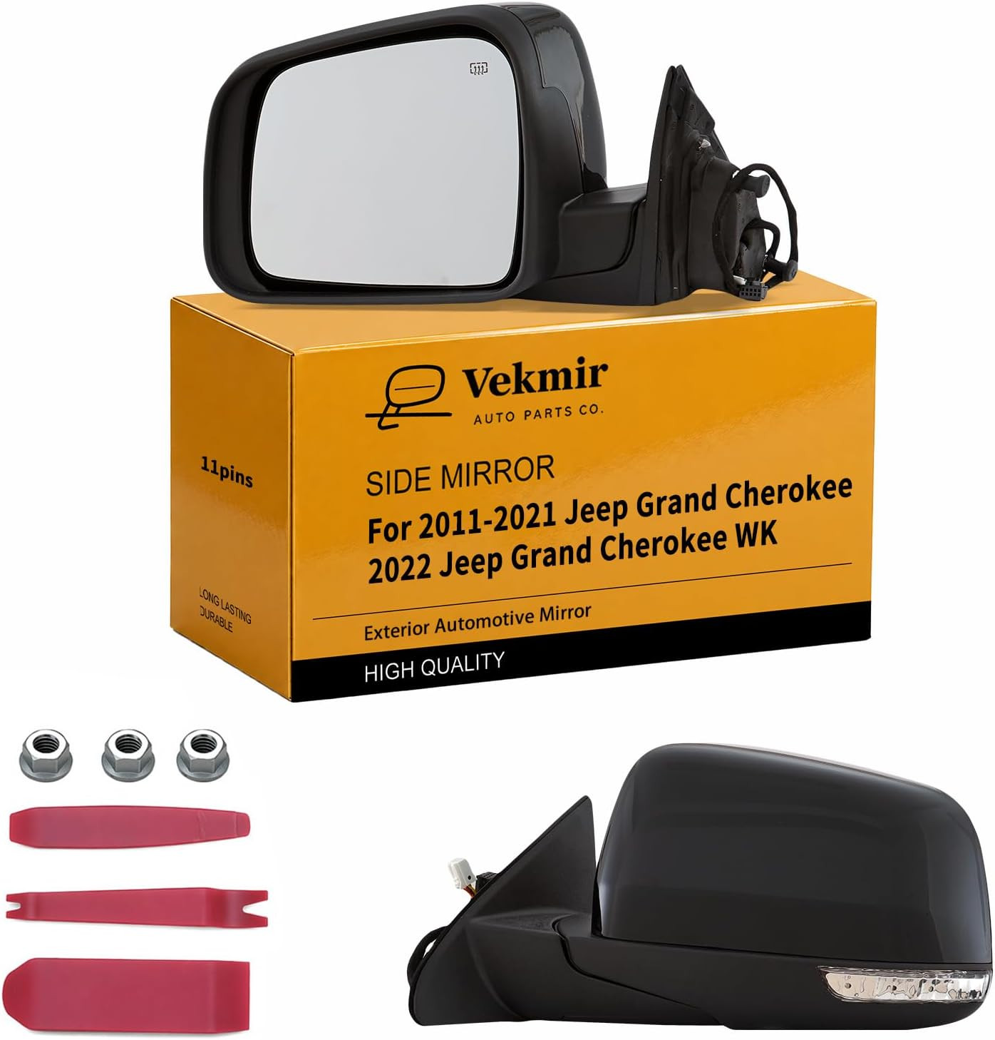 Left Side Mirror For 2011-2021 Jeep Grand Cherokee (11Pins Black)