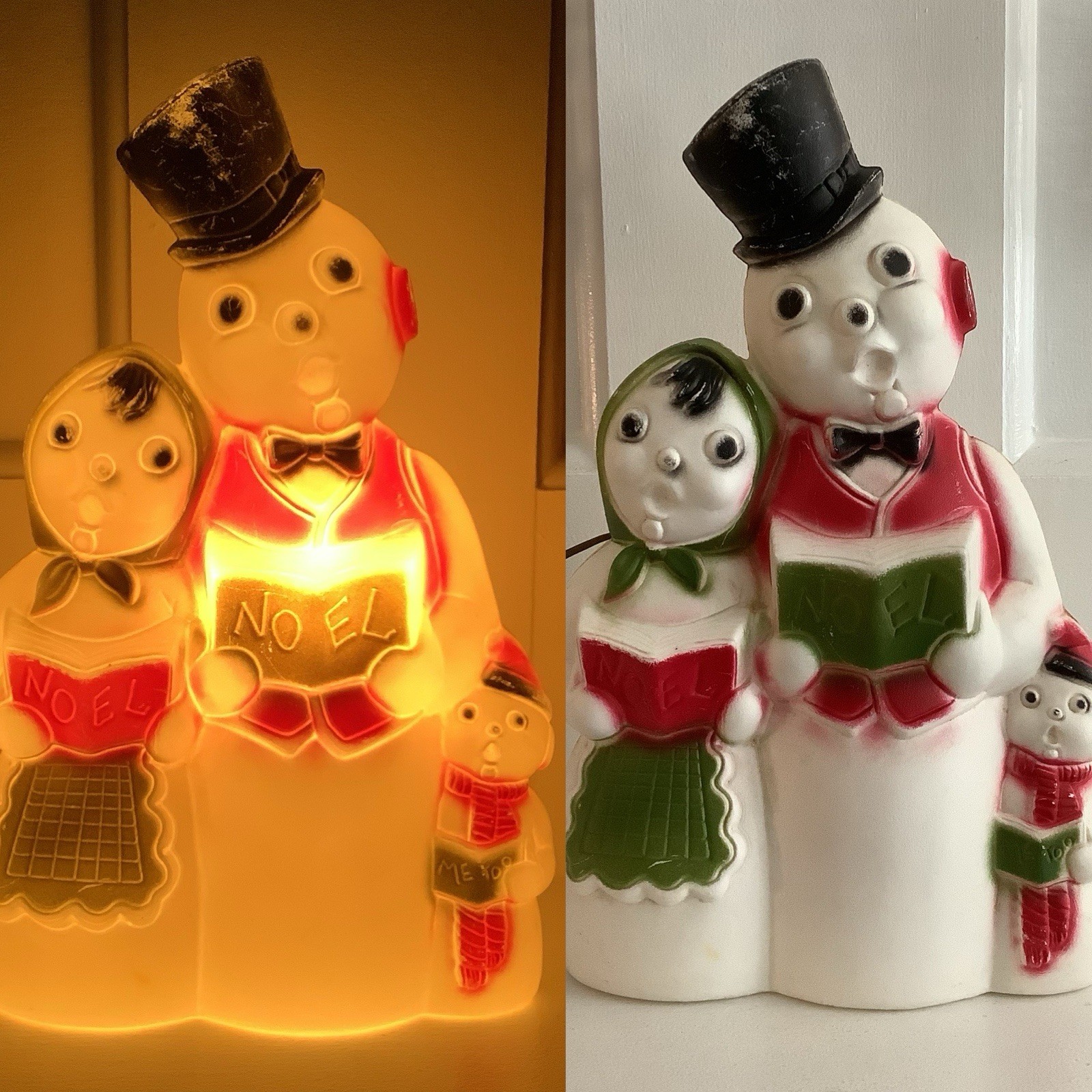 RARE 1960’s Empire Blow Mold Snowman Family Noel Carolers Christmas Decor