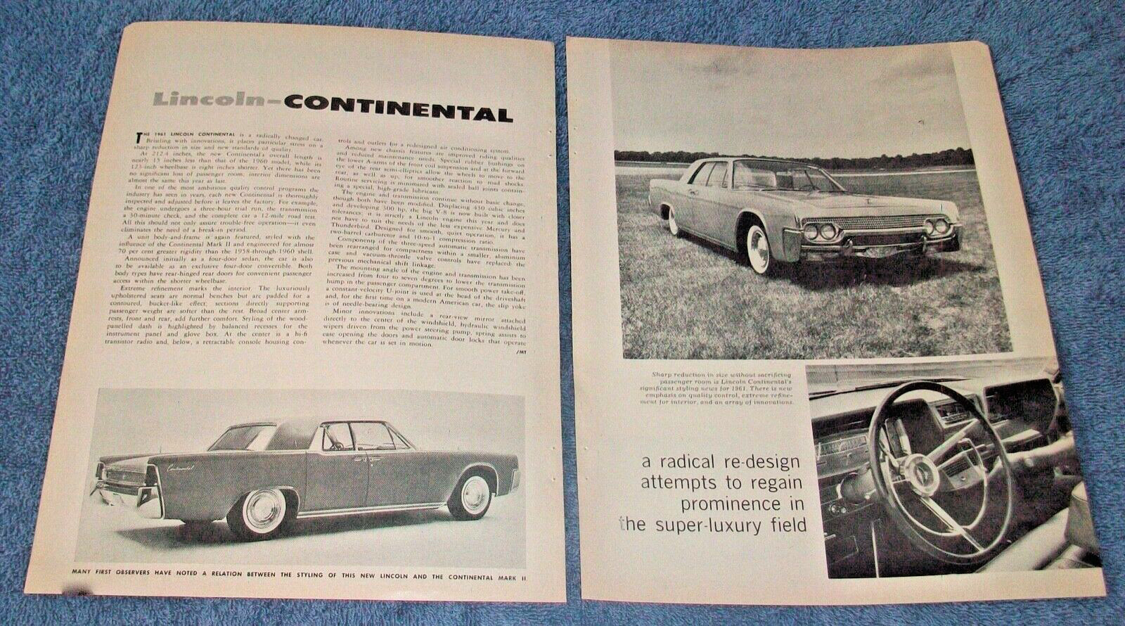 1960 Lincoln Continental New Car Info Article "A Radical Re-Design Attempts..." 1960 Lincoln Continental New Car Info Article "A Radical Re-Design Attempts..."
