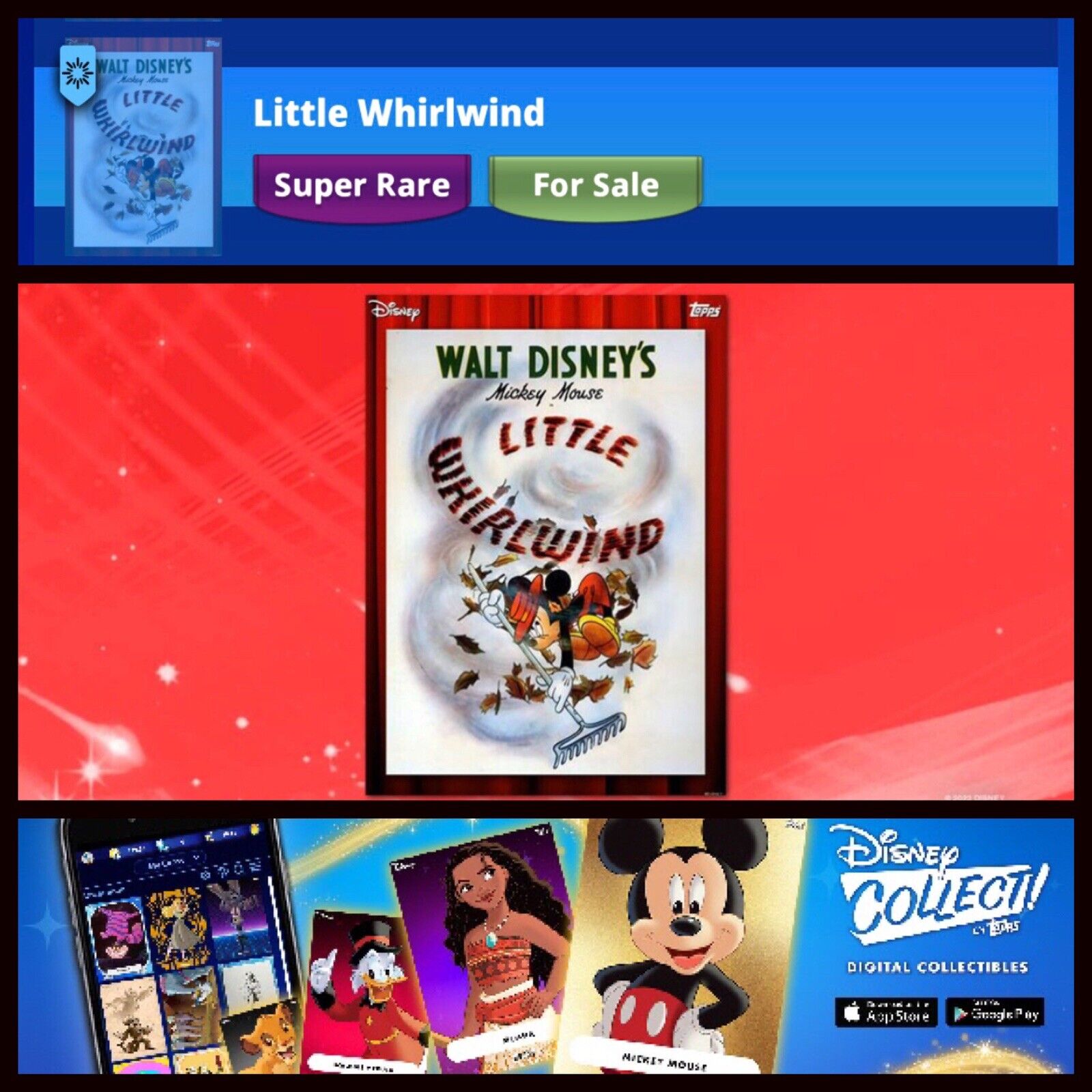 LITTLE WHIRLWIND-LIVING POSTERS LIMITED 2022-MICKEY-TOPPS DISNEY COLLECT