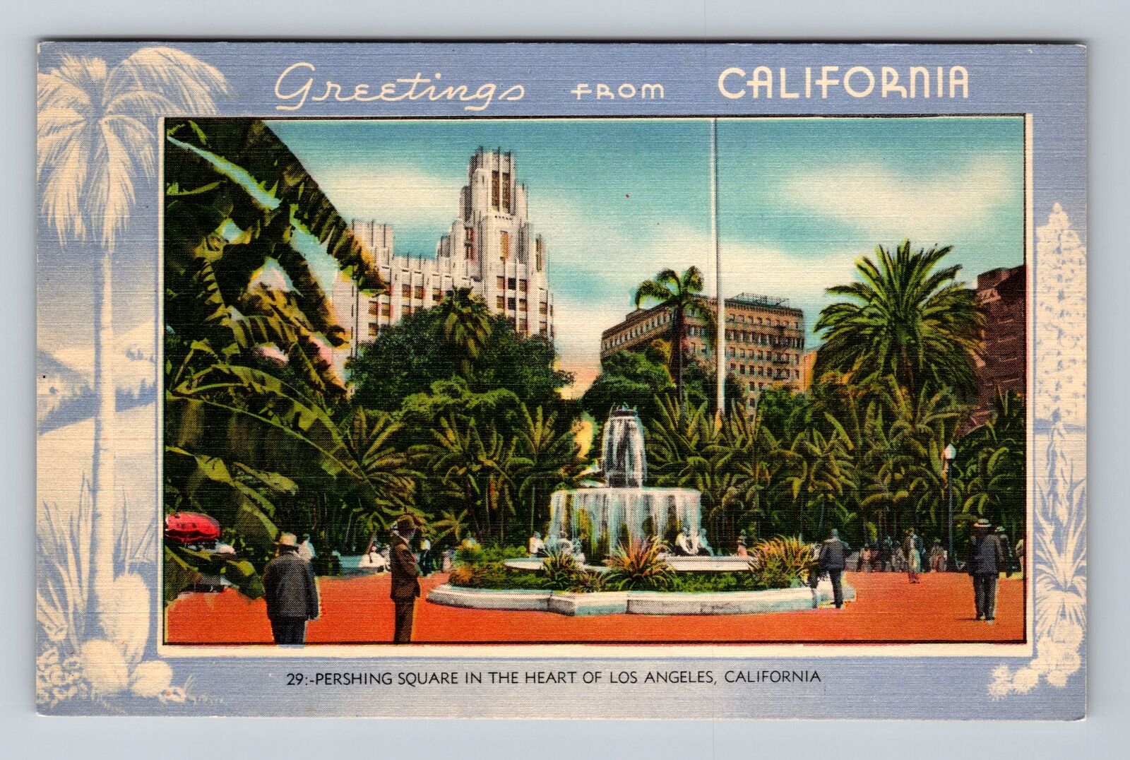 Los Angeles CA-California, Pershing Square, Advertisment, Vintage Postcard