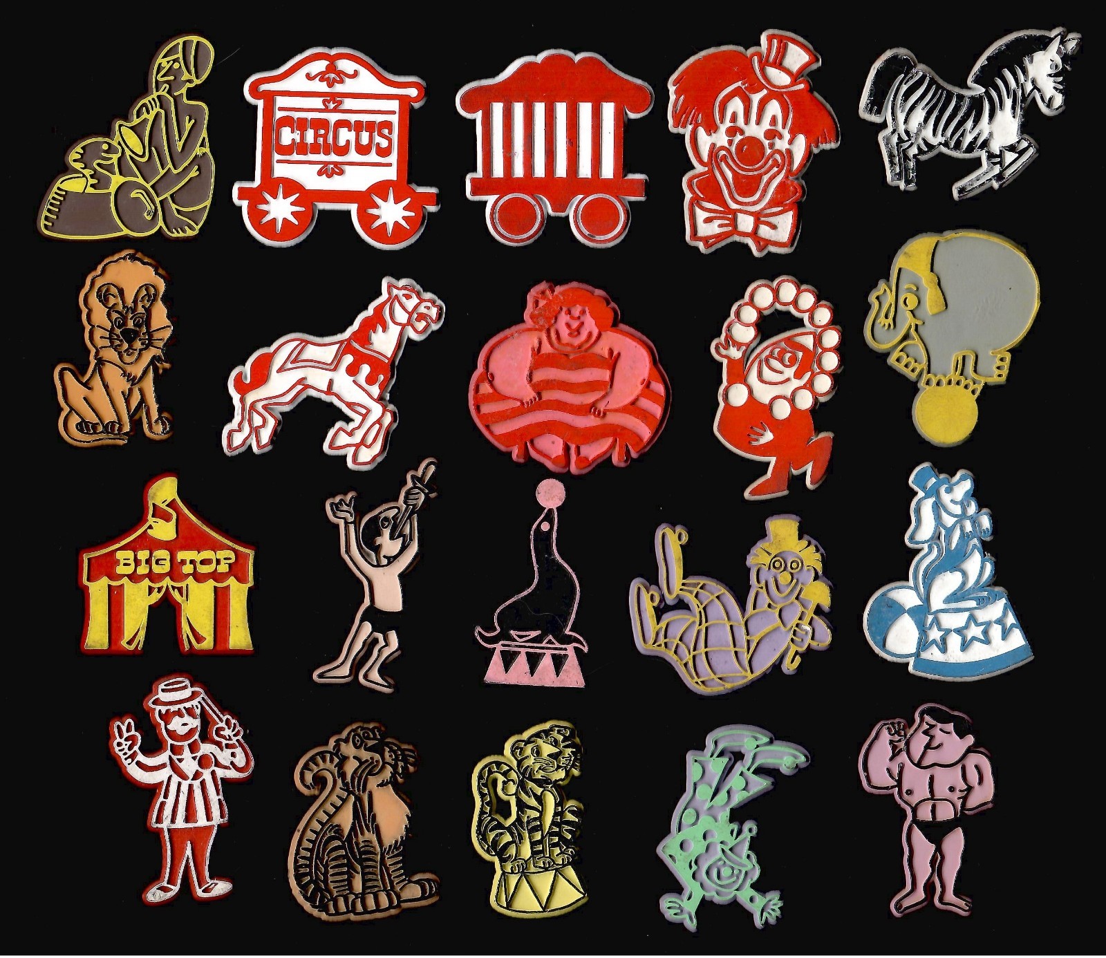 20x Circus Lot Vtg Rubber Flexible Fridge Magnet Novelty '70s 20x Circus Lot Vtg Rubber Flexible Fridge Magnet Novelty '70s