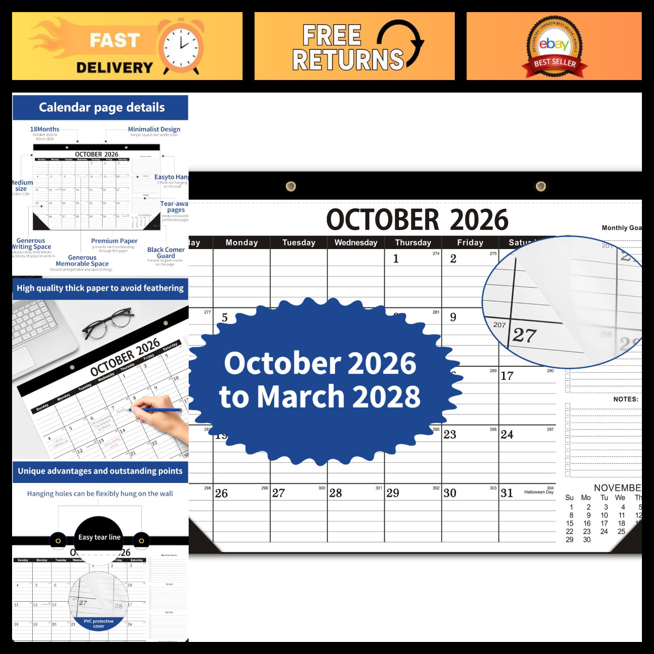 2026-2027 Desk Calendar with To-Do List, 18-Month Planner, 17"x12" for Home/Offi