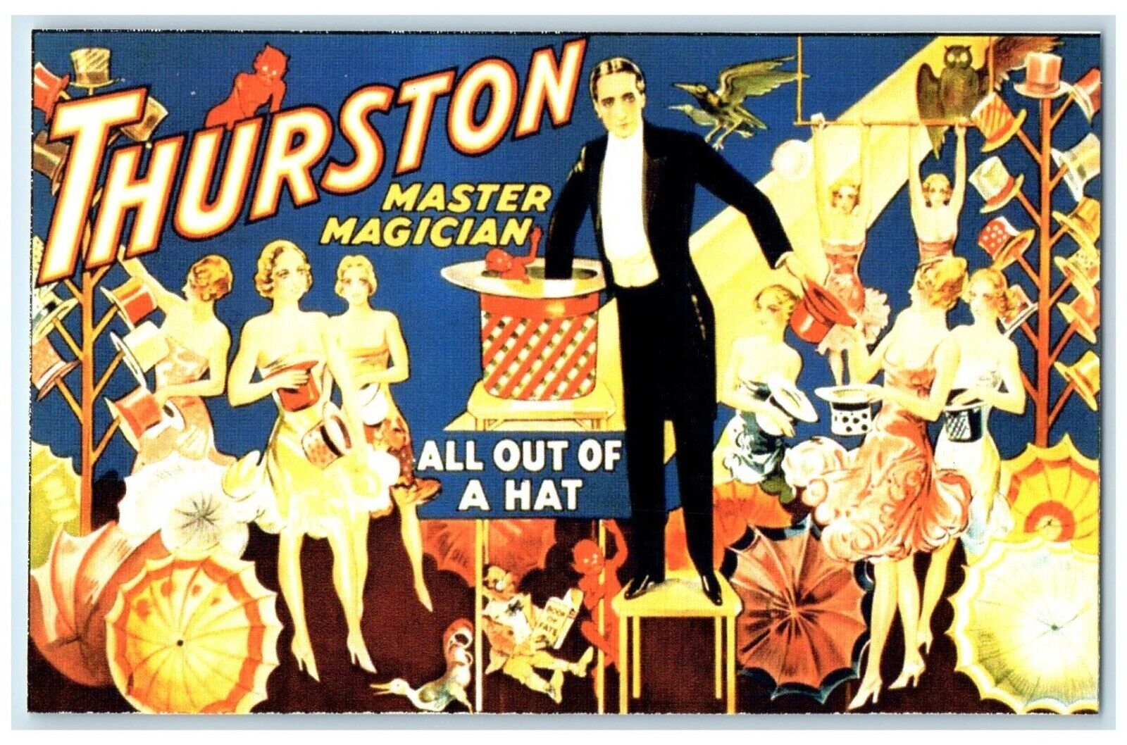 Thurston Master Magician All Out Of A Hat Unposted Vintage Postcard