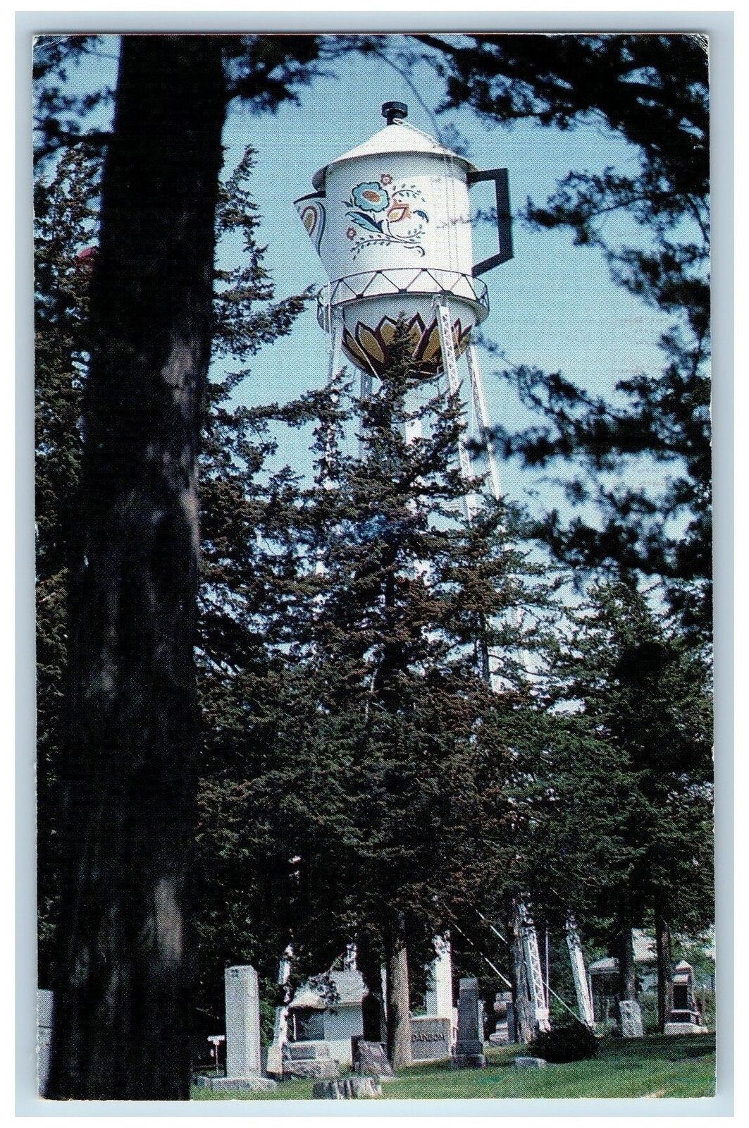 1997 Swedish Coffee Pot Water Tower 150 Feet Pine Trees Stanton Iowa IA Postcard