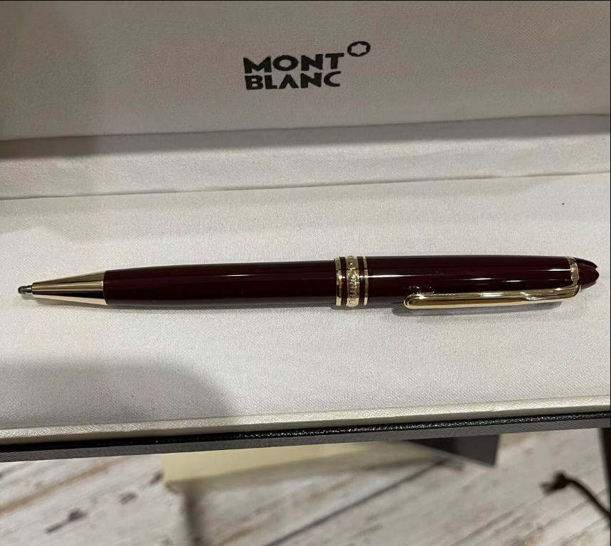 New M.B 164R Meisterstuck Ballpoint Pen Burgundy Red Gold Trim Luxury Gift New M.B 164R Meisterstuck Ballpoint Pen Burgundy Red Gold Trim Luxury Gift