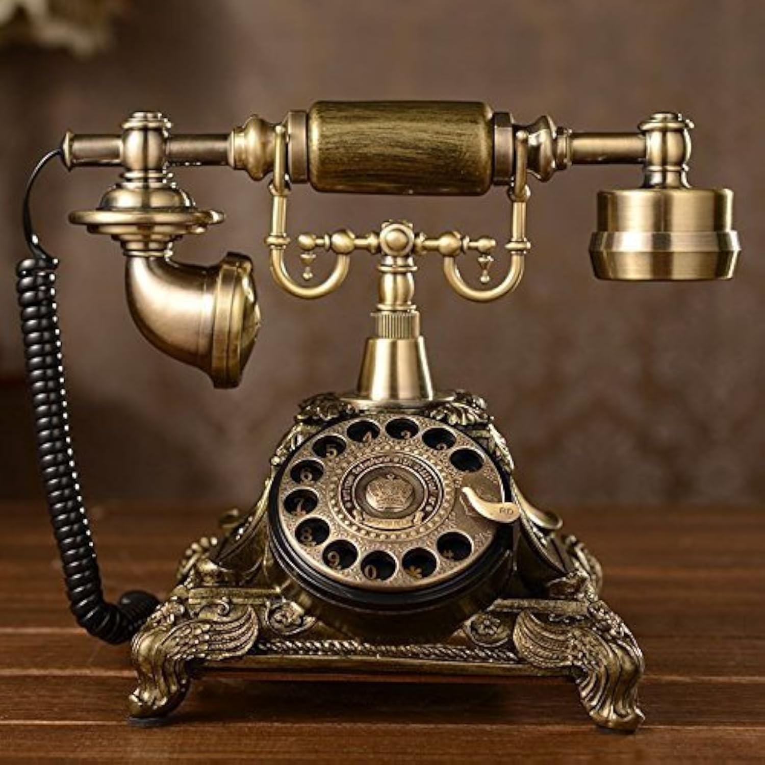 Vintage Gold Rotary Dial Telephone Corded Resin Metal Home Office PSTN Vintage Gold Rotary Dial Telephone Corded Resin Metal Home Office PSTN