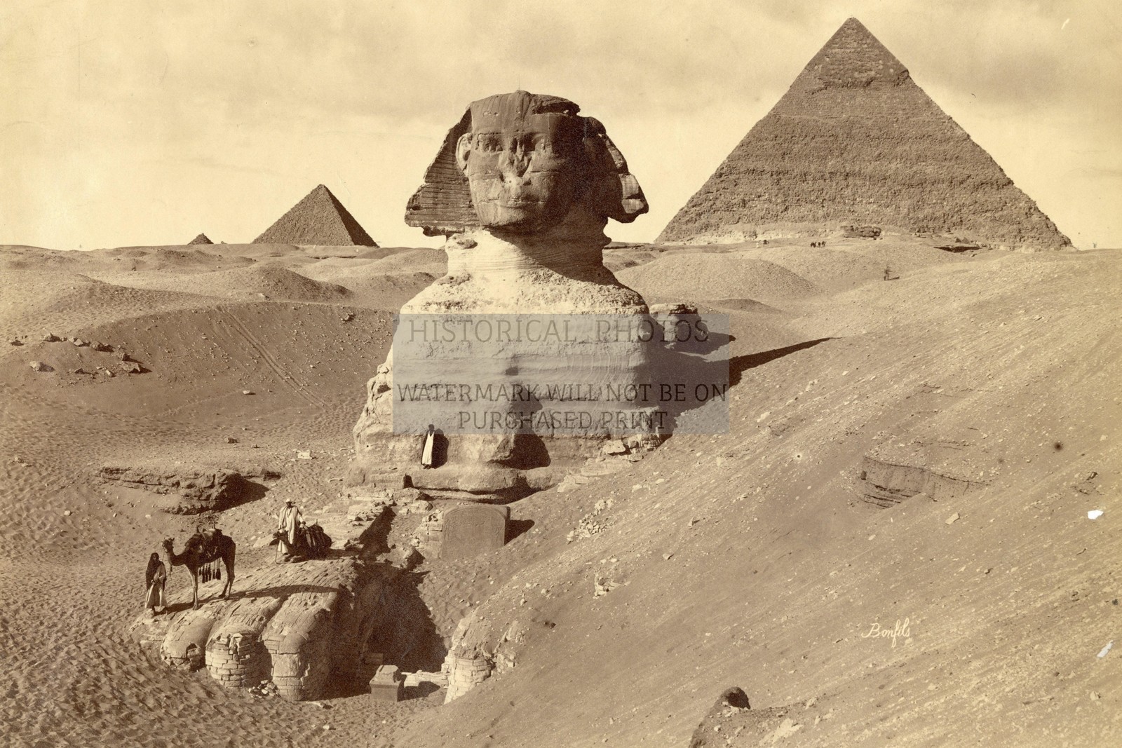 THE GREAT SPHINX AND THE PYRAMID OF KHAFRE GIZA EGYPT 1875 4X6 PHOTO THE GREAT SPHINX AND THE PYRAMID OF KHAFRE GIZA EGYPT 1875 4X6 PHOTO