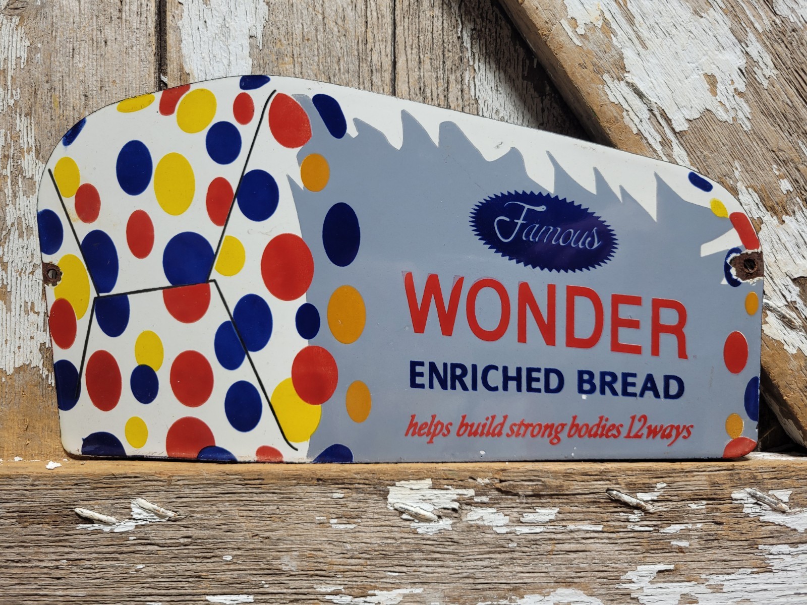 VINTAGE WONDER BREAD PORCELAIN SIGN RARE OLD FAMOUS BAKERY FOOD STORE GROCERY VINTAGE WONDER BREAD PORCELAIN SIGN RARE OLD FAMOUS BAKERY FOOD STORE GROCERY
