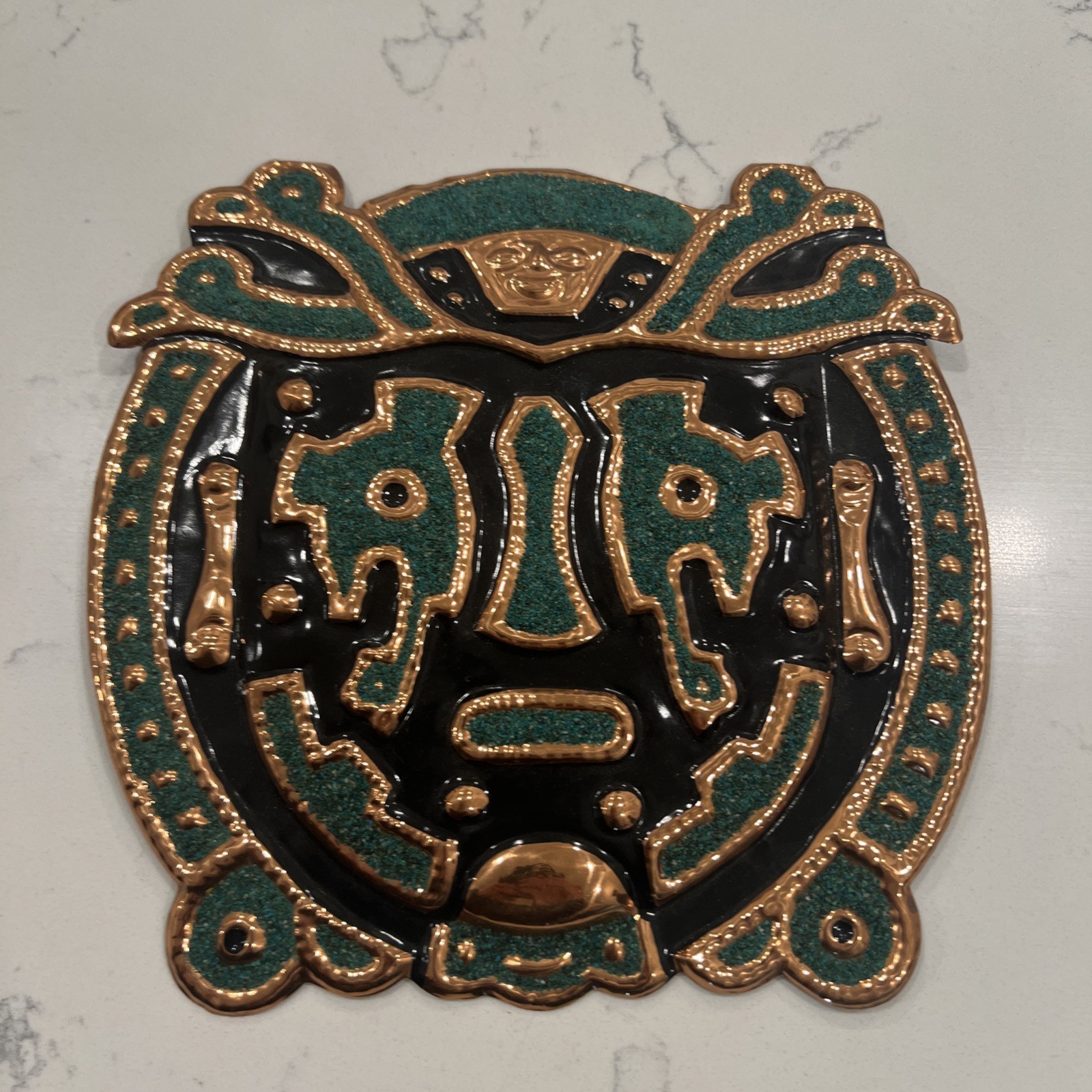 VINTAGE PERUVIAN ARTISAN MADE COPPER WALL HANGING FACE MASK VINTAGE PERUVIAN ARTISAN MADE COPPER WALL HANGING FACE MASK
