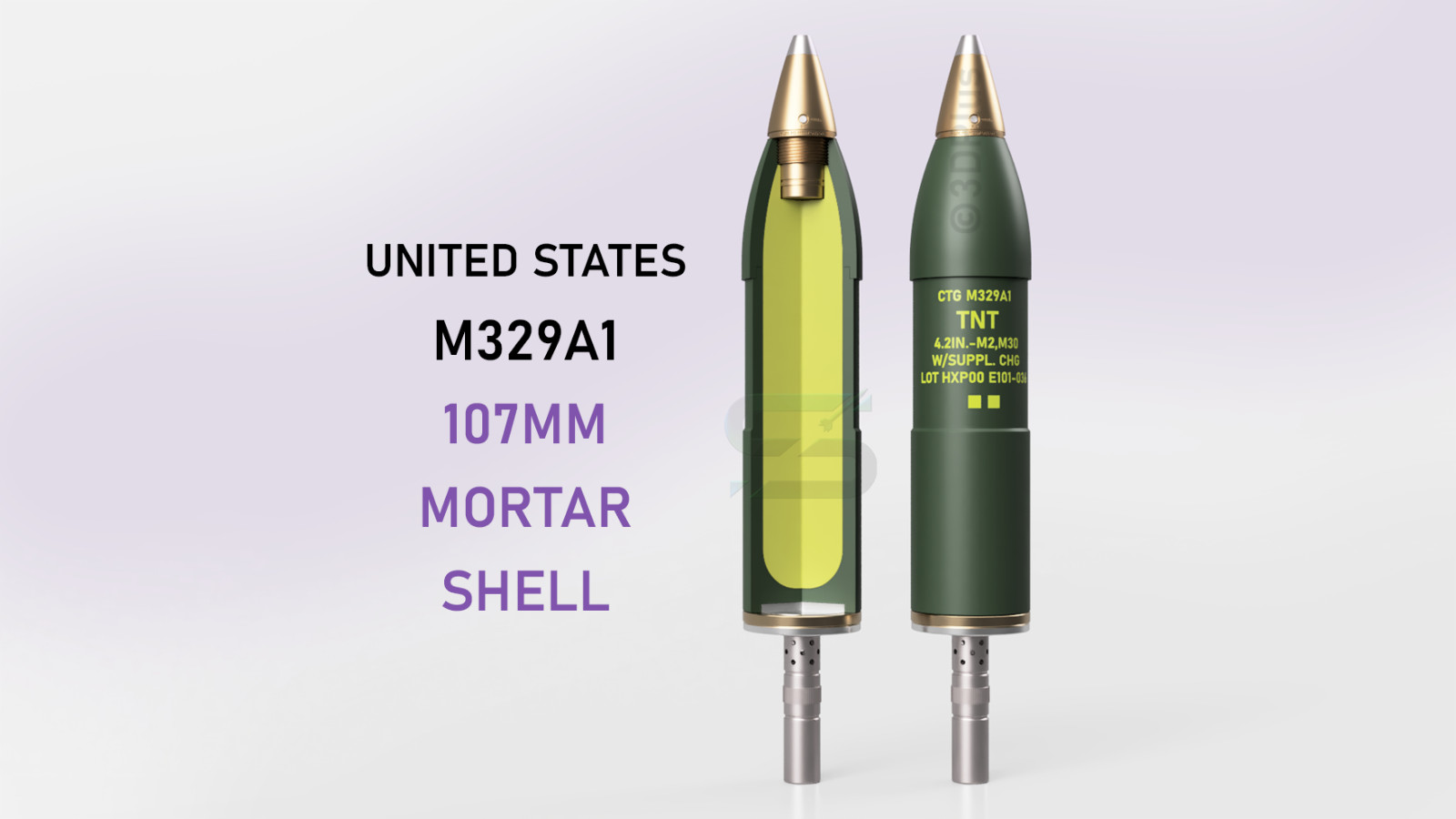 3d printed United States 107mm M329A1 Mortar Shel Ammunition Replica Cosplay 1/1 3d printed United States 107mm M329A1 Mortar Shel Ammunition Replica Cosplay 1/1