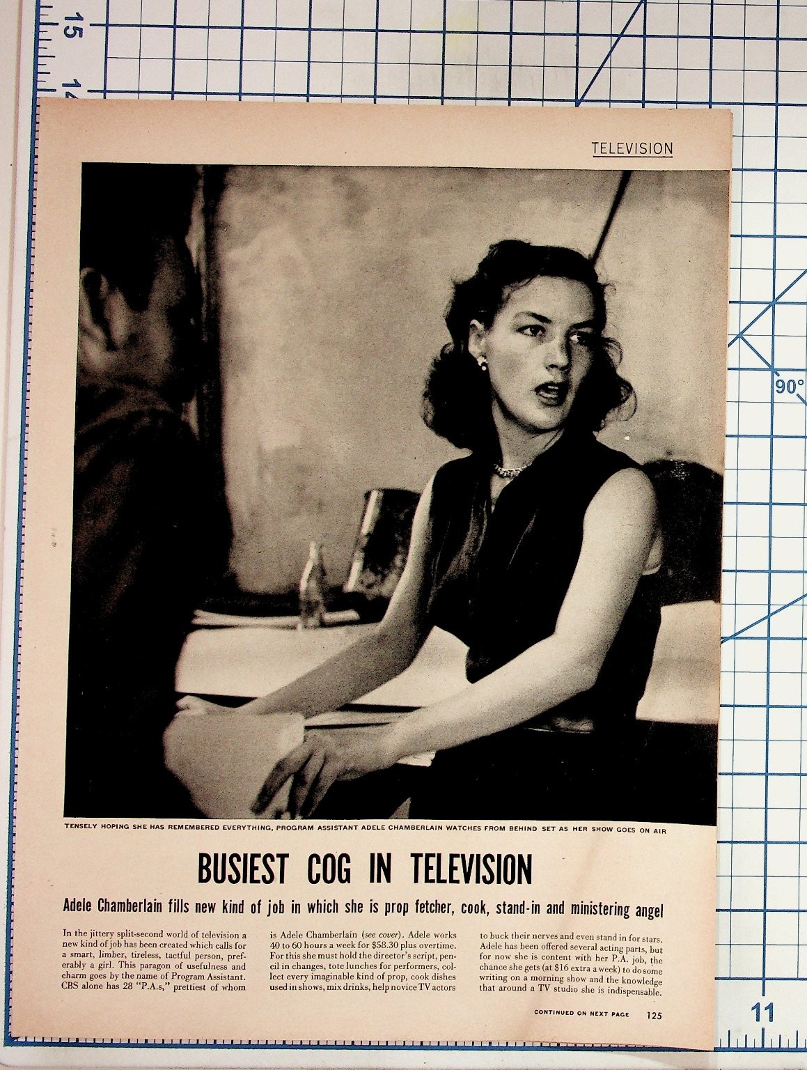 1950s Adele Chamberlain TV Script Girl CBS Magazine Page Print Ad 1950s Adele Chamberlain TV Script Girl CBS Magazine Page Print Ad