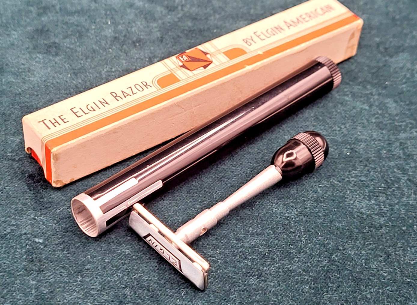 Elgin American Safety Razor Travel Set - Vintage Box, Tube & Instructions Elgin American Safety Razor Travel Set - Vintage Box, Tube & Instructions