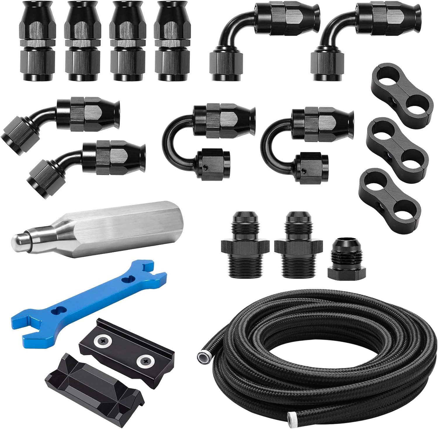 8AN 20FT PTFE Fuel Line Kit with 8AN Hose Ends Fittings and Adapters 8AN 20FT PTFE Fuel Line Kit with 8AN Hose Ends Fittings and Adapters