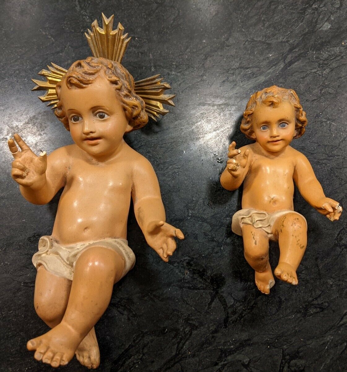 2 Vintage Plaster Baby Jesus', marked 