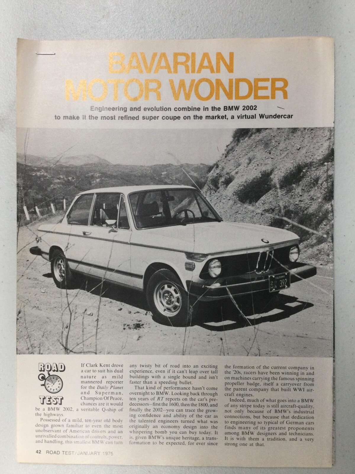MISC1817 Vintage Article Road Test 1975 BMW 2002 Jan 1975 5 page