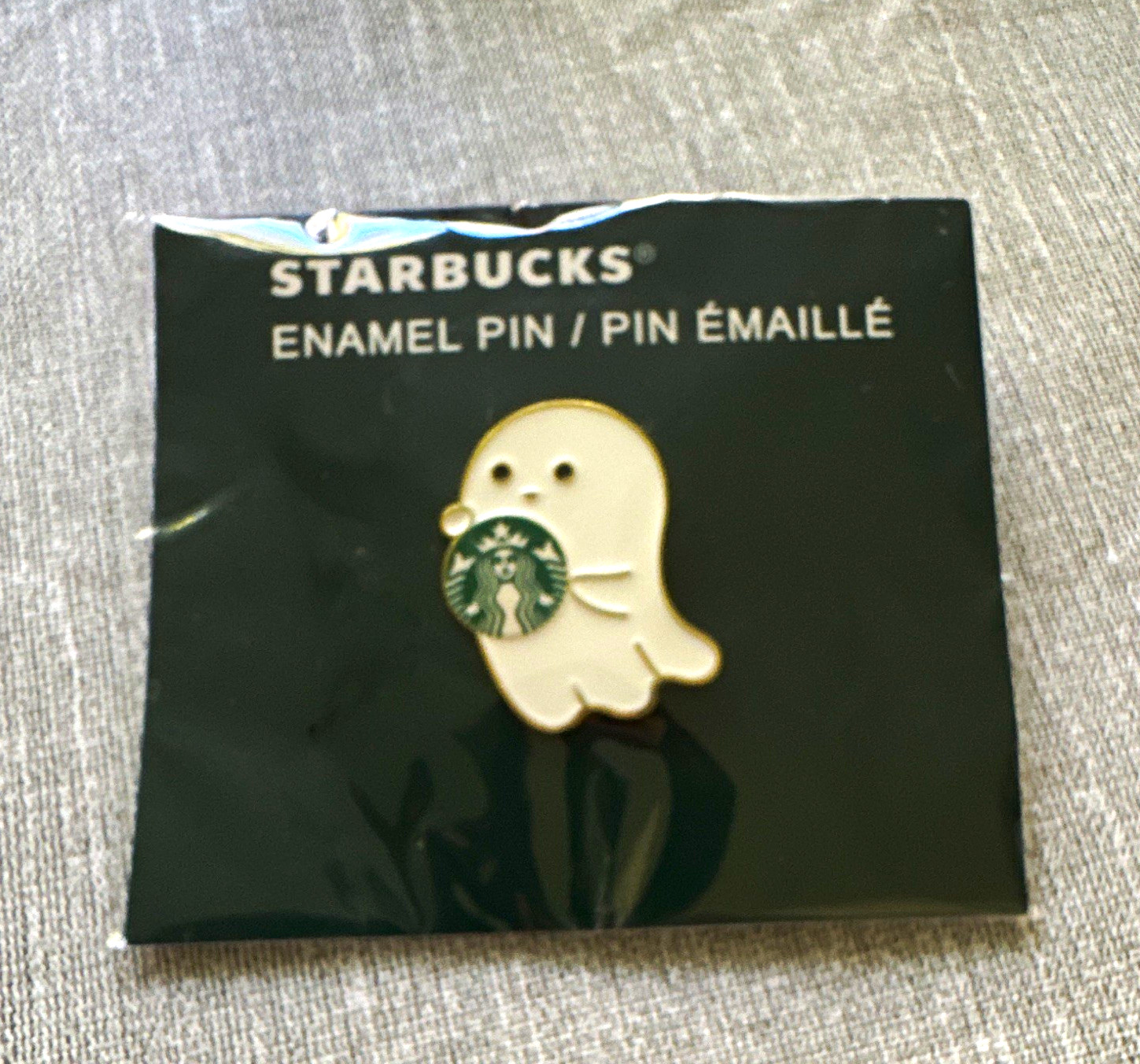 RARE UK Starbucks Ghost Logo Enamel Pin White Green Logo RARE UK Starbucks Ghost Logo Enamel Pin White Green Logo