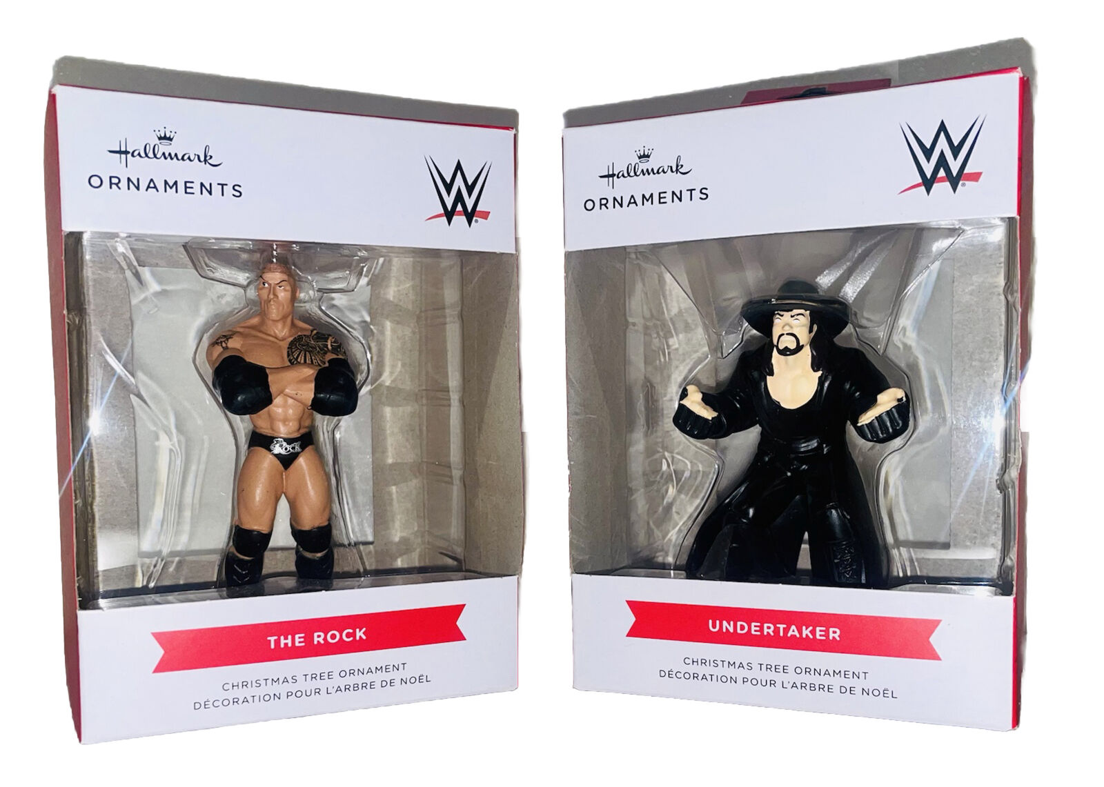 The Rock & Undertaker WWE Hallmark 2022 Christmas Ornaments Wrestling Lot Of 2