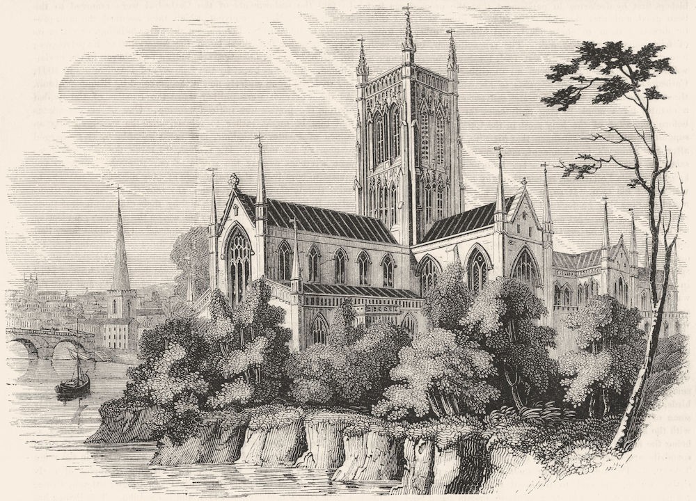 WORCS. Worcester, general view 1845 old antique vintage print picture WORCS. Worcester, general view 1845 old antique vintage print picture