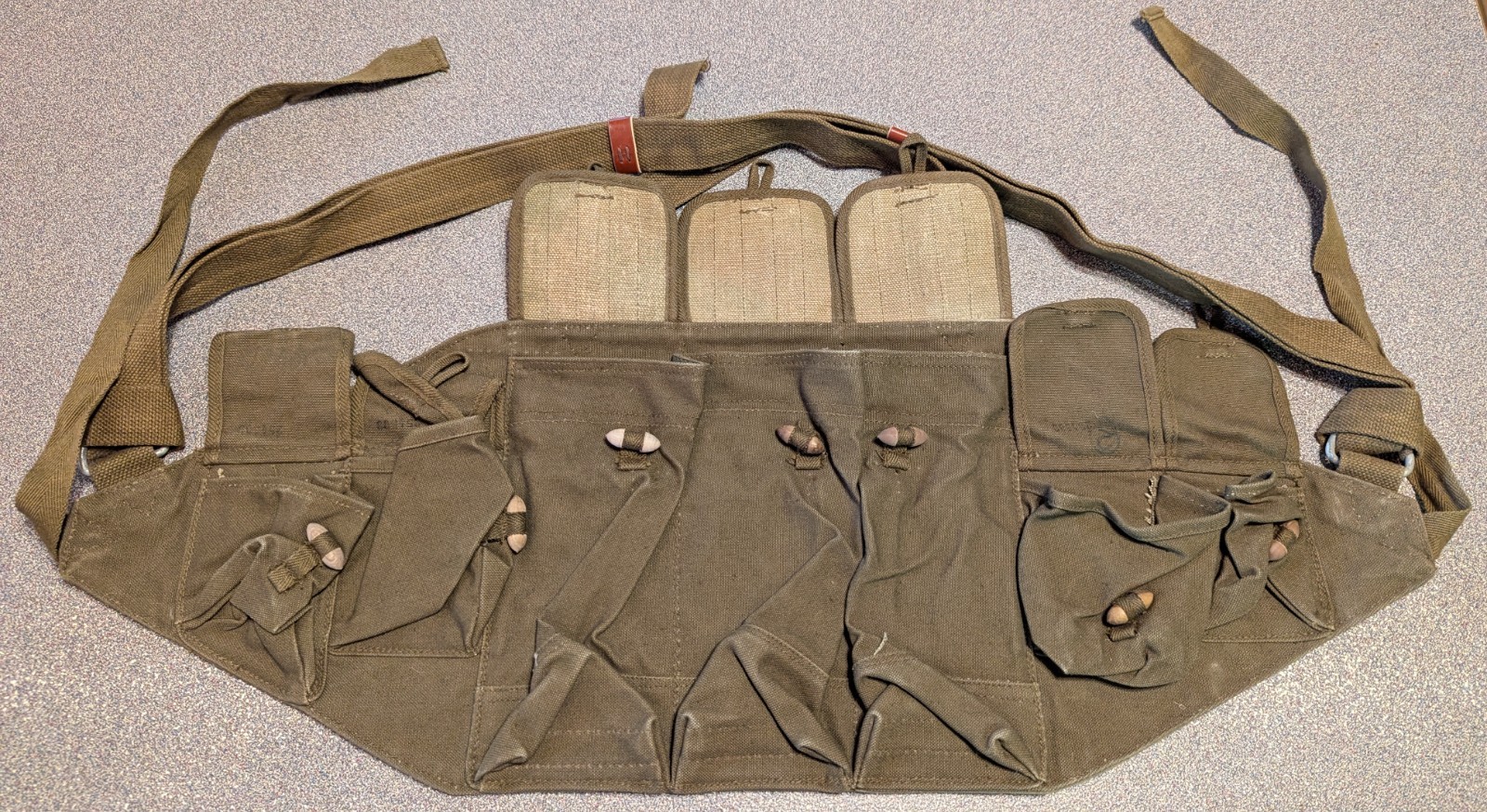 ORIGINAL 1969 VIETNAM WAR CHINESE TYPE 56 CHEST RIG AMMO POUCH 7.62 *USA SELLER* ORIGINAL 1969 VIETNAM WAR CHINESE TYPE 56 CHEST RIG AMMO POUCH 7.62 *USA SELLER*