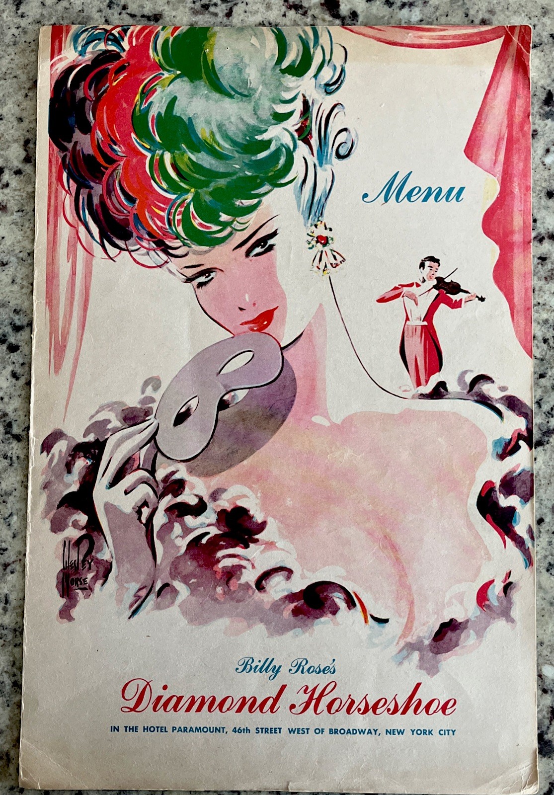 Vintage 1940s Billy Rose’s Diamond Horseshoe Club Menu Paramount Showgirl NYC