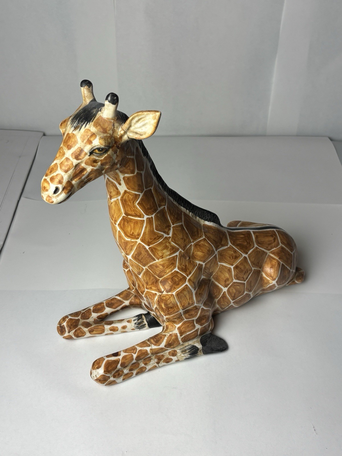 Vintage Mid-century Italian Ceramic Seated Giraffe Figurine (Damaged) 15 Inch Vintage Mid-century Italian Ceramic Seated Giraffe Figurine (Damaged) 15 Inch