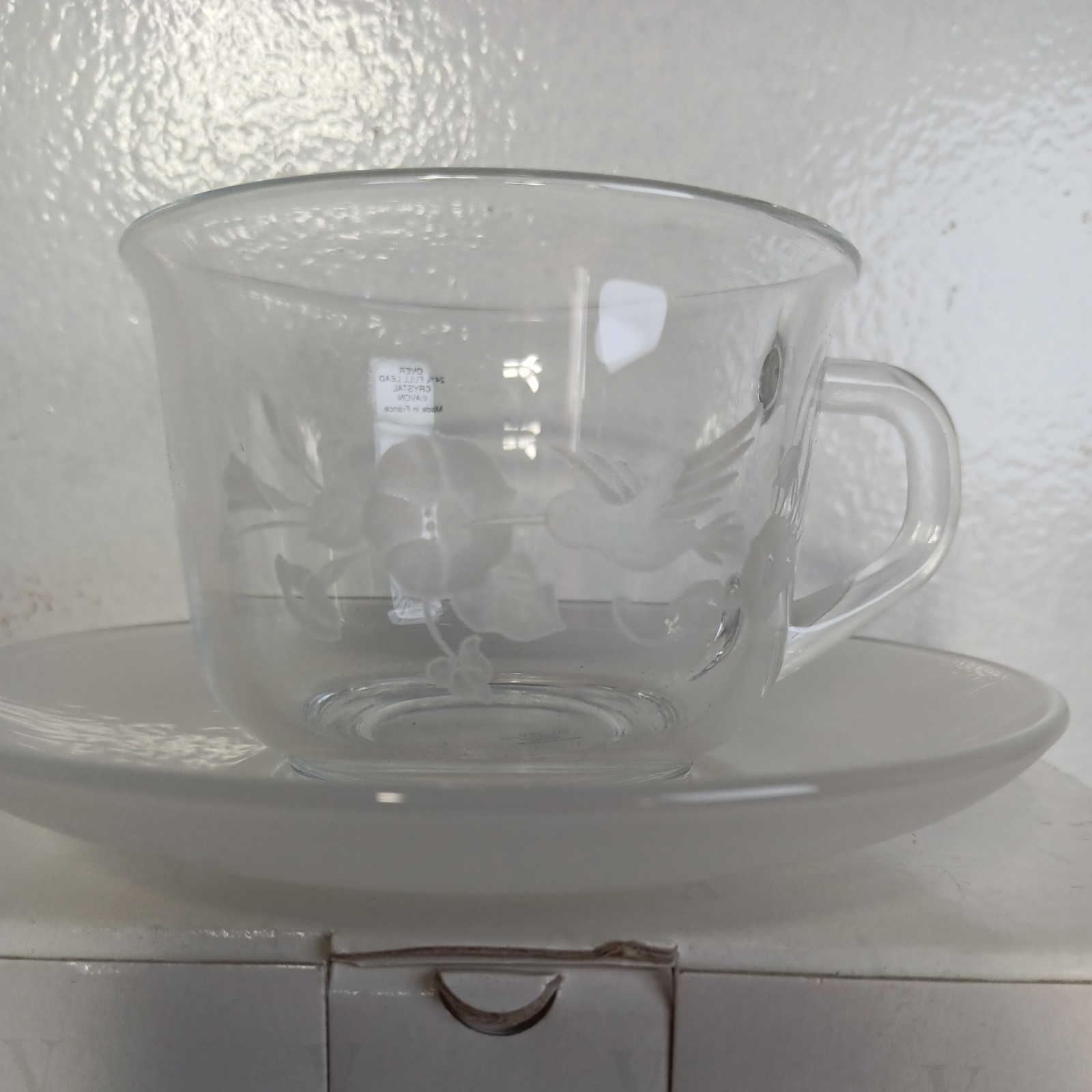 Beautiful Vintage 1994 Avon Hummingbird Crystal Collection Cup and Saucer Set Beautiful Vintage 1994 Avon Hummingbird Crystal Collection Cup and Saucer Set