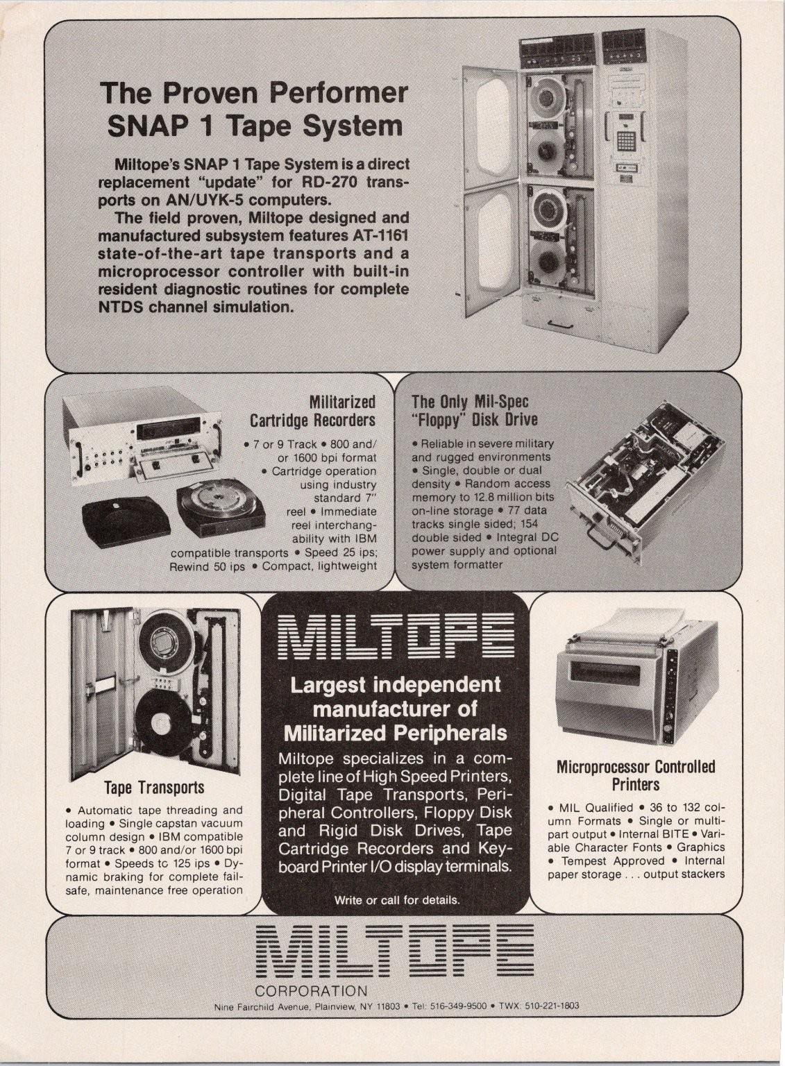 Miltope SNAP 1 Tape System Military Computer Vintage 1980s Magazine Ad Miltope SNAP 1 Tape System Military Computer Vintage 1980s Magazine Ad