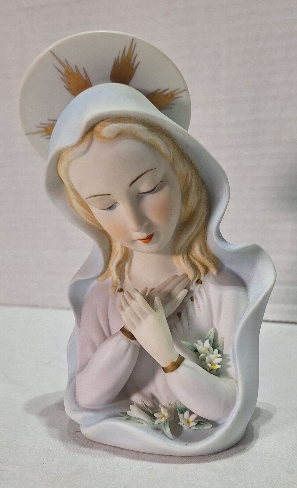 Lefton figurine Madonna ceramic bisque KW1462 6x3