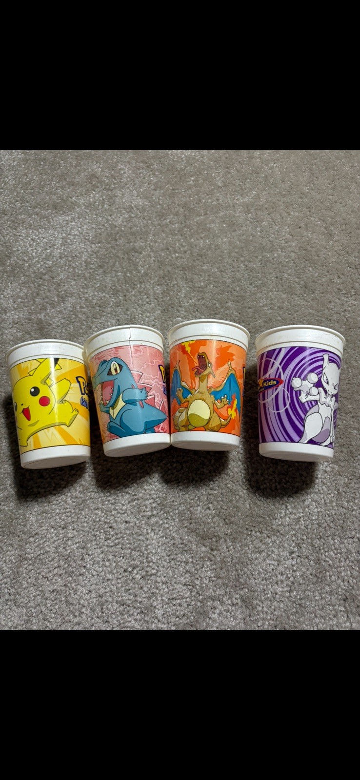 Pokémon Carl’s Jr. Cups 2002 Lot Of 4 Pikachu Charizard Mewtwo Totodile Vintage