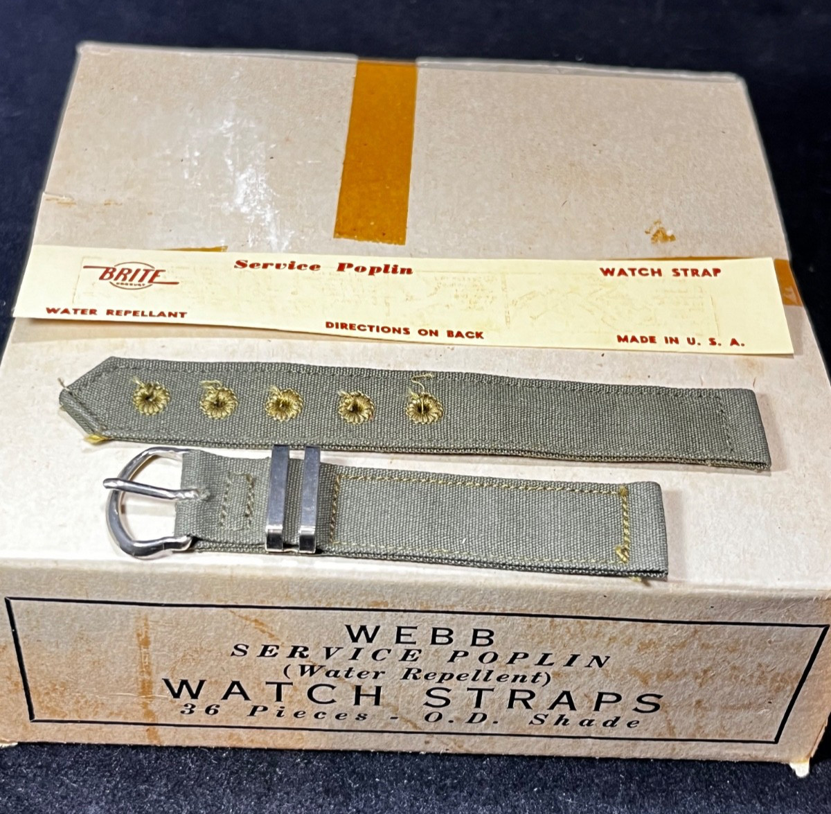 Vintage Brite New Old Stock 1940s WW2 US MILITARY Issue Watch BAND 16mm 5/8in B0 Vintage Brite New Old Stock 1940s WW2 US MILITARY Issue Watch BAND 16mm 5/8in B0